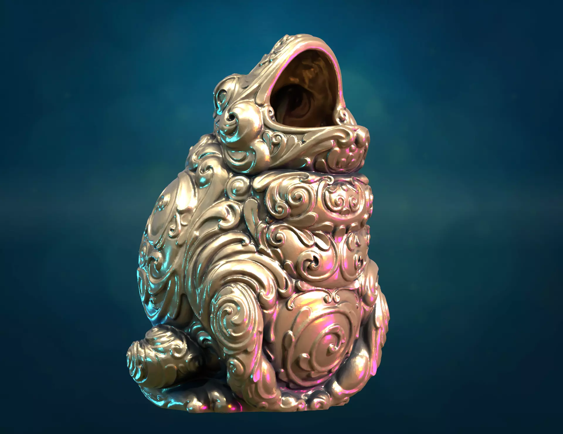 Ornate Toad Frog Opened 3D print model