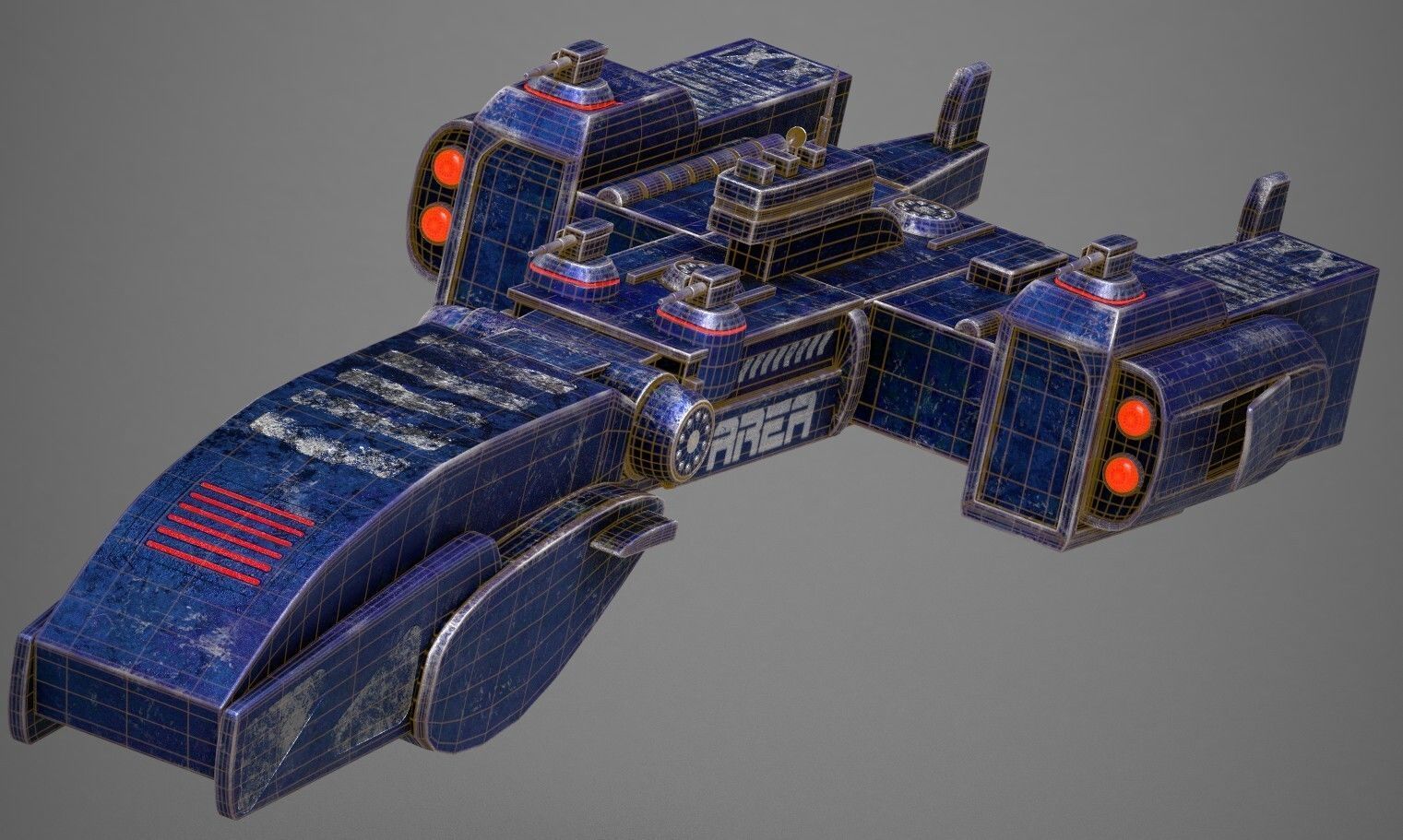 Spaceship Low-poly 3D model_8