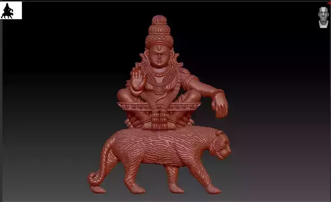 AYYAPPAN WITH TIGER 3D print model