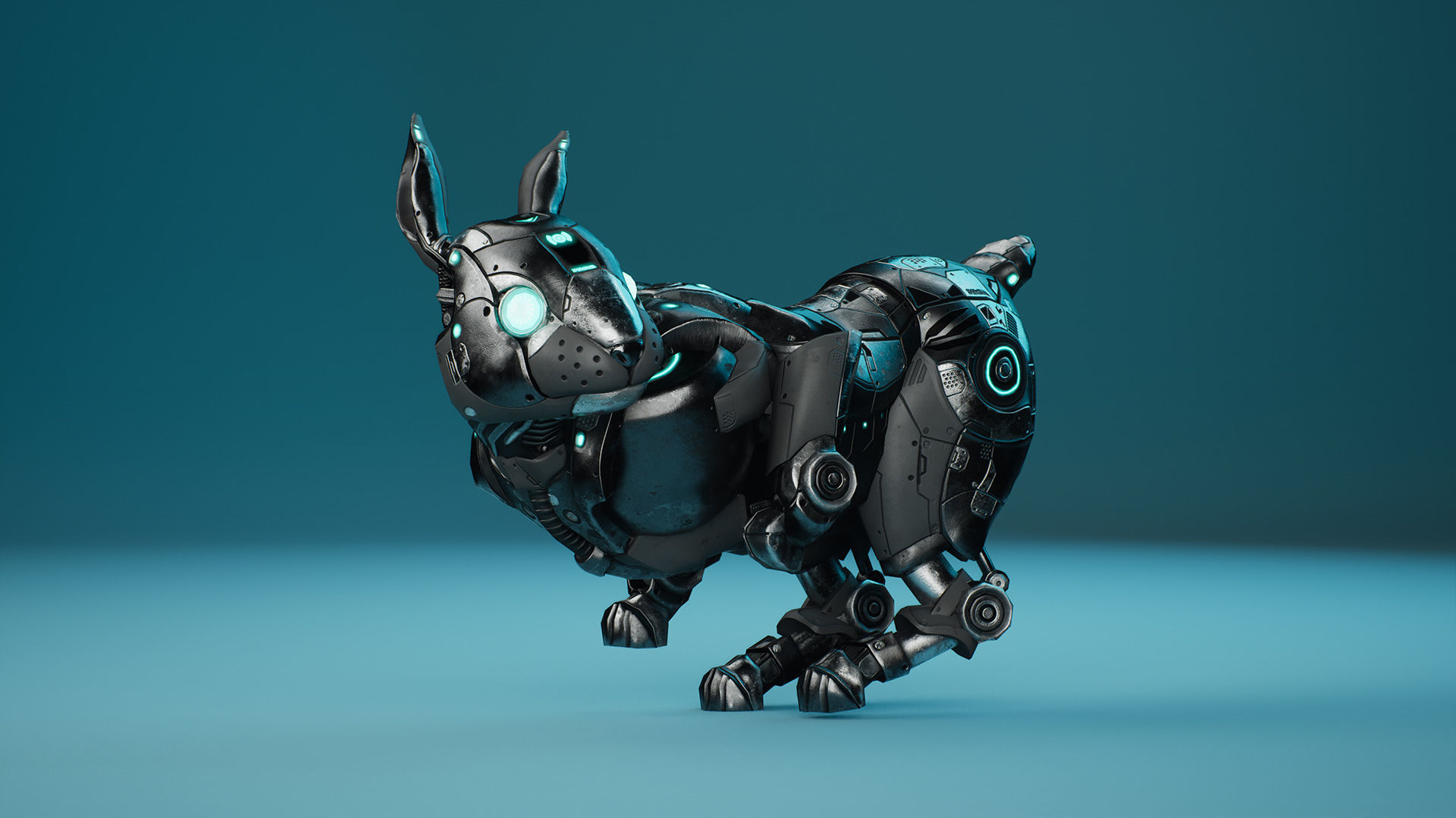 SciFi Rabbit Low-poly 3D model_6