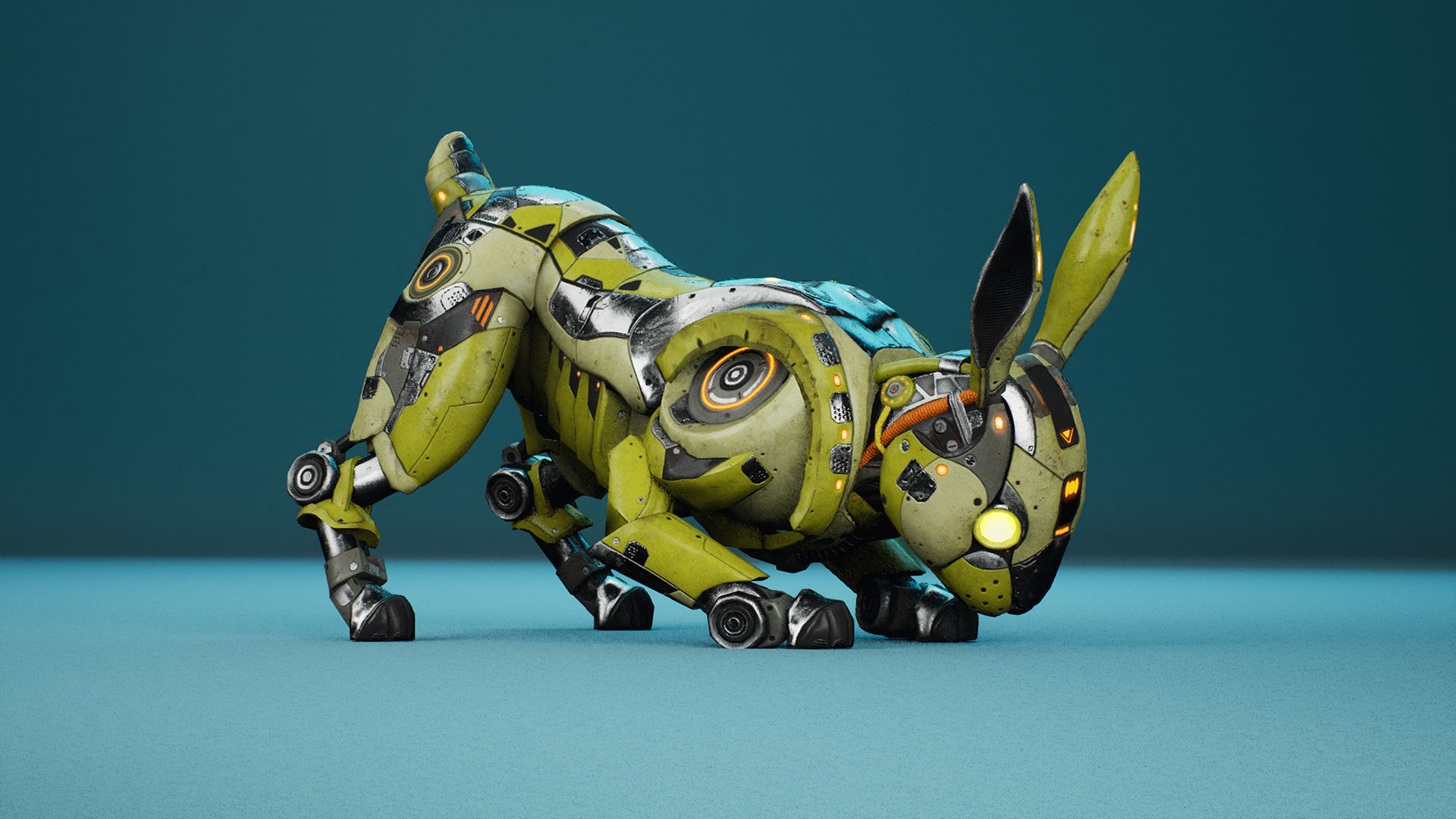 SciFi Rabbit Low-poly 3D model_3