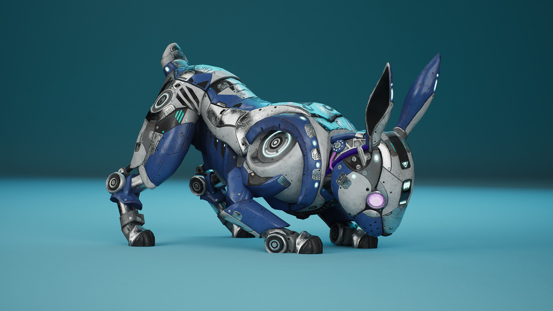 SciFi Rabbit Low-poly 3D model_5