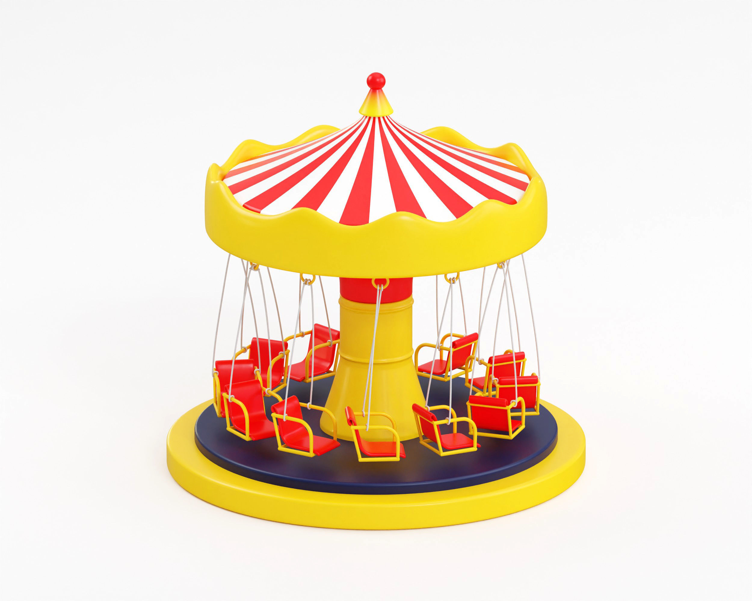 Carousel  Low-poly 3D model_4