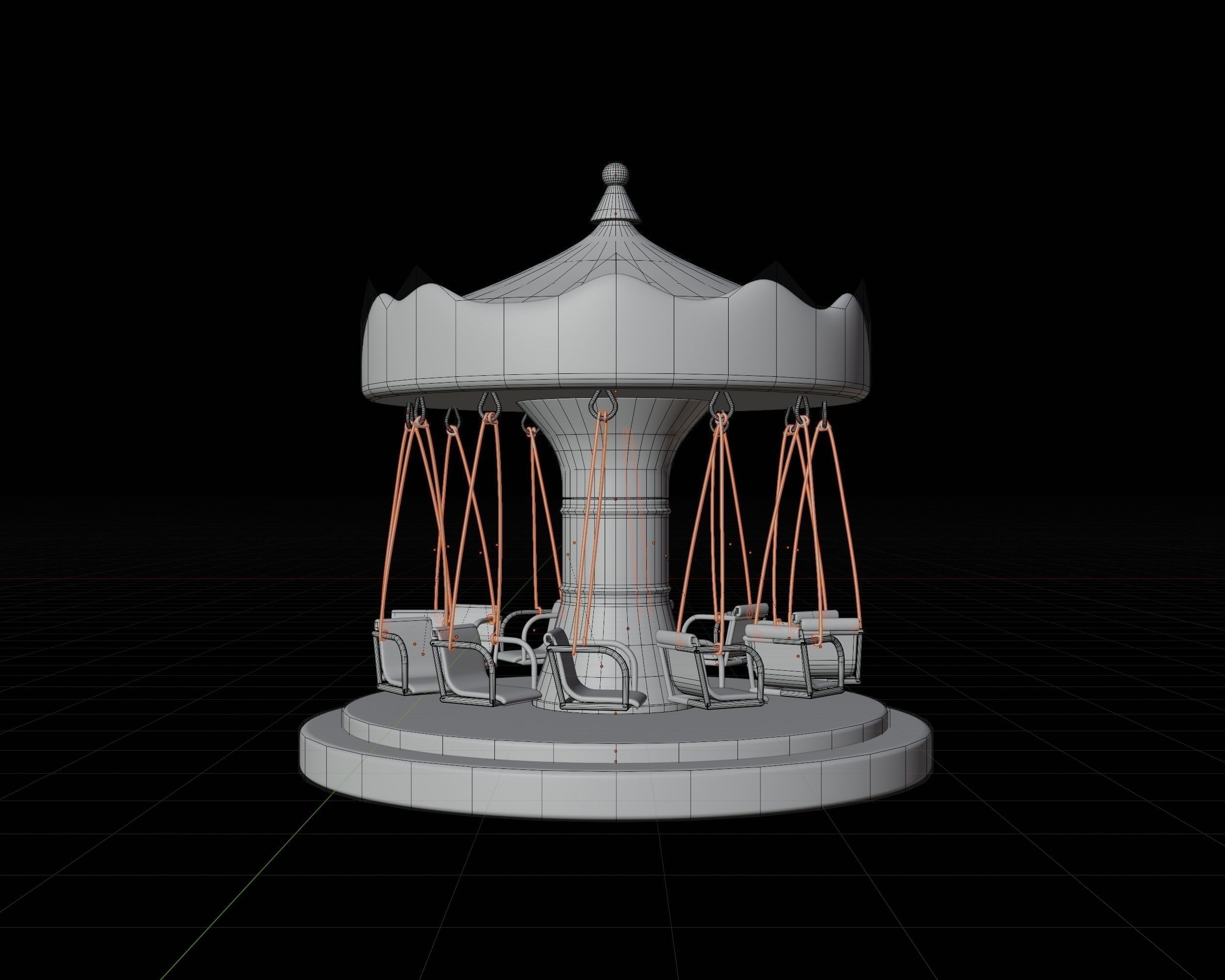 Carousel  Low-poly 3D model_3