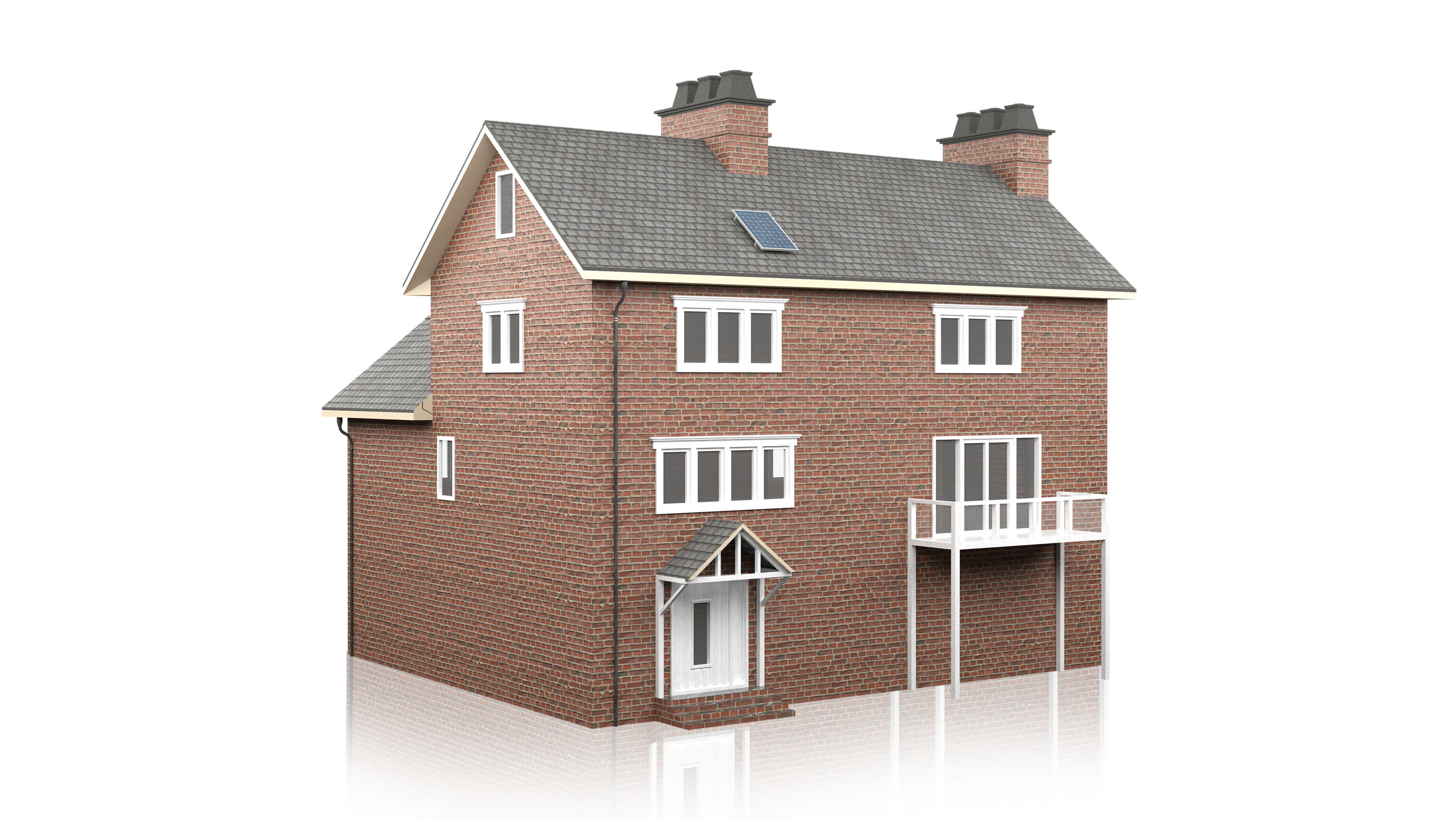 British House Design 01 Low-poly 3D model_2