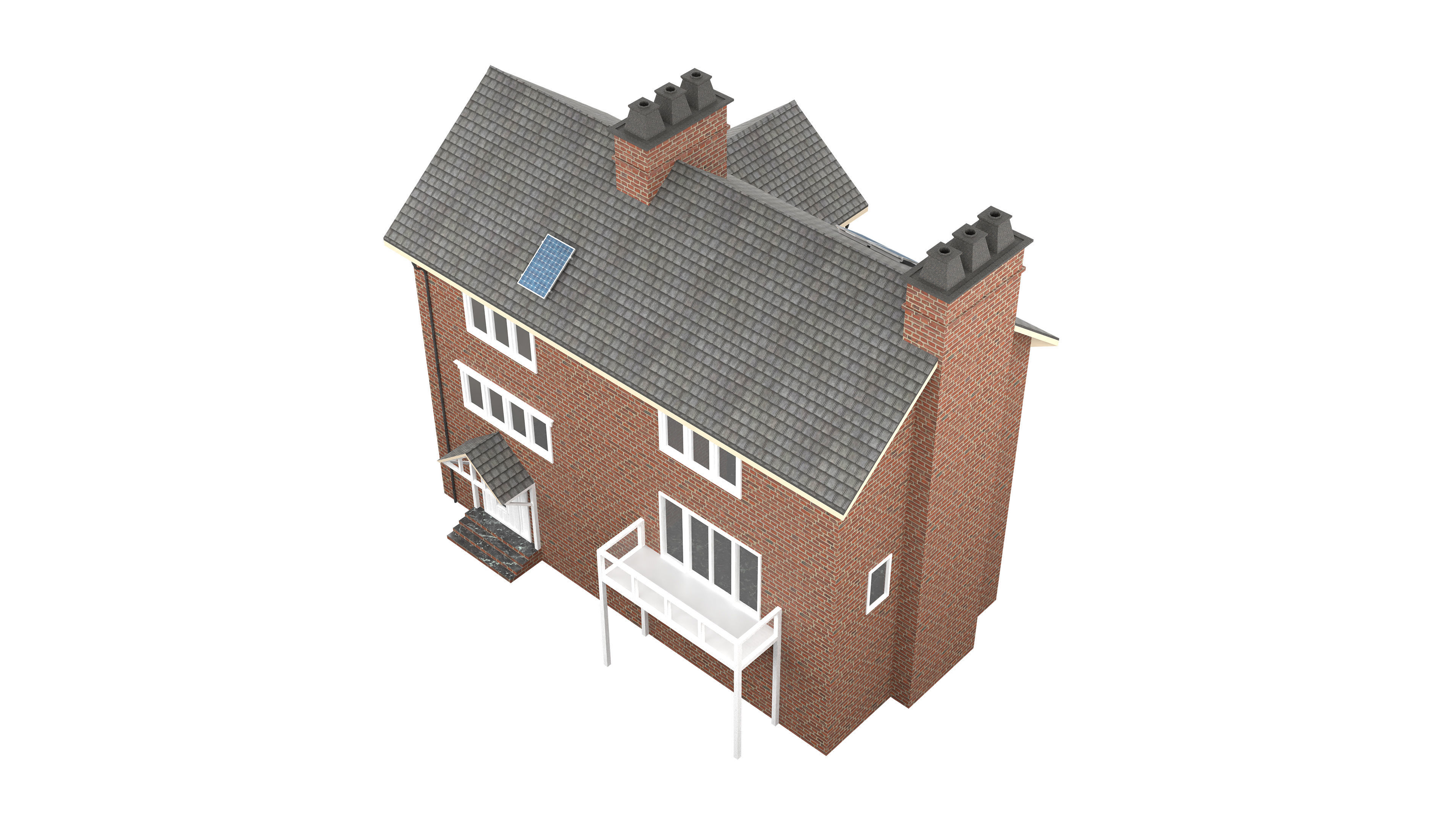 British House Design 01 Low-poly 3D model_6