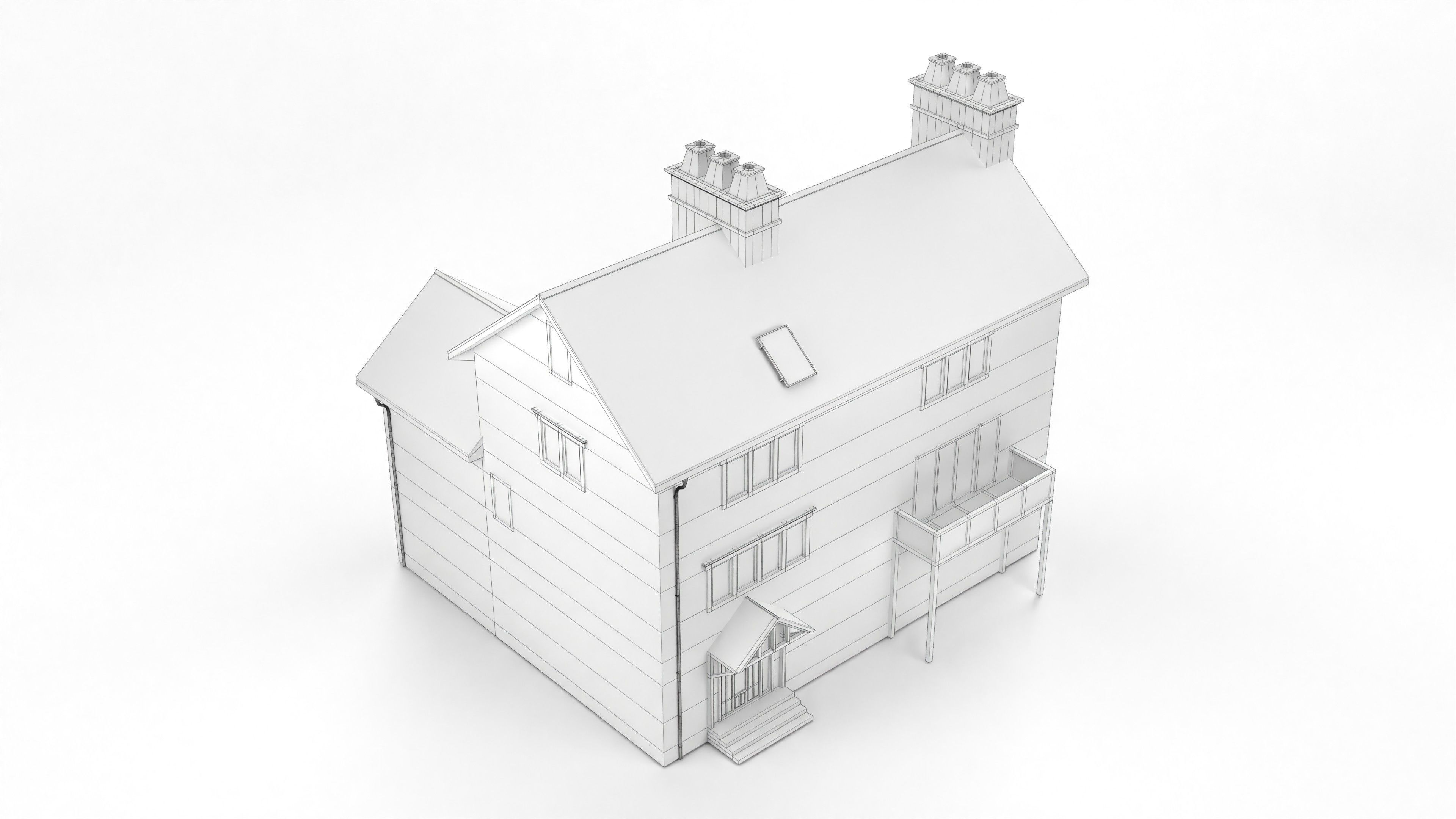 British House Design 01 Low-poly 3D model_8