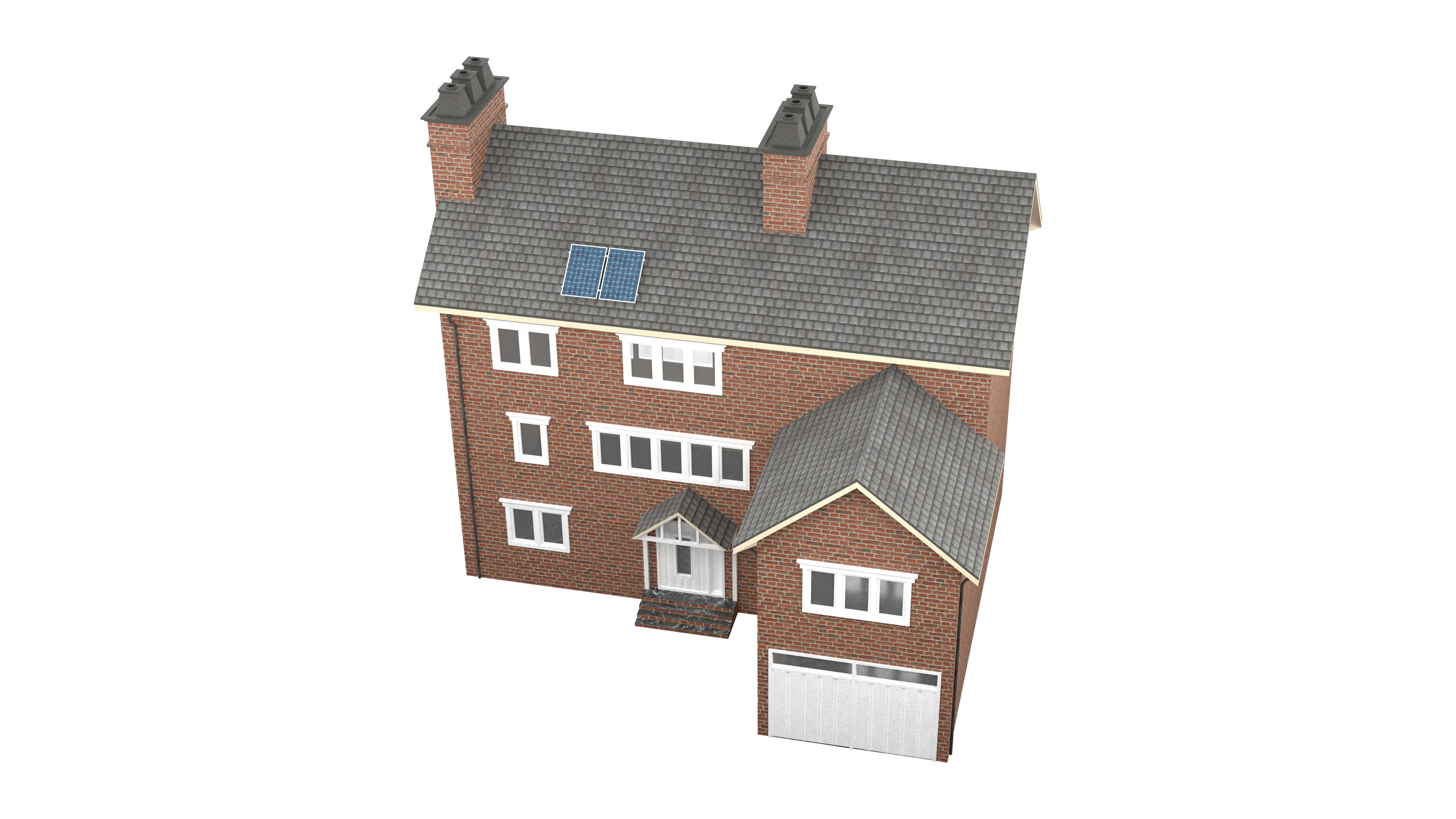 British House Design 01 Low-poly 3D model_3