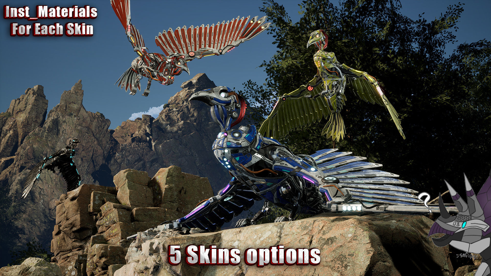 SciFi Raven Low-poly 3D model_21