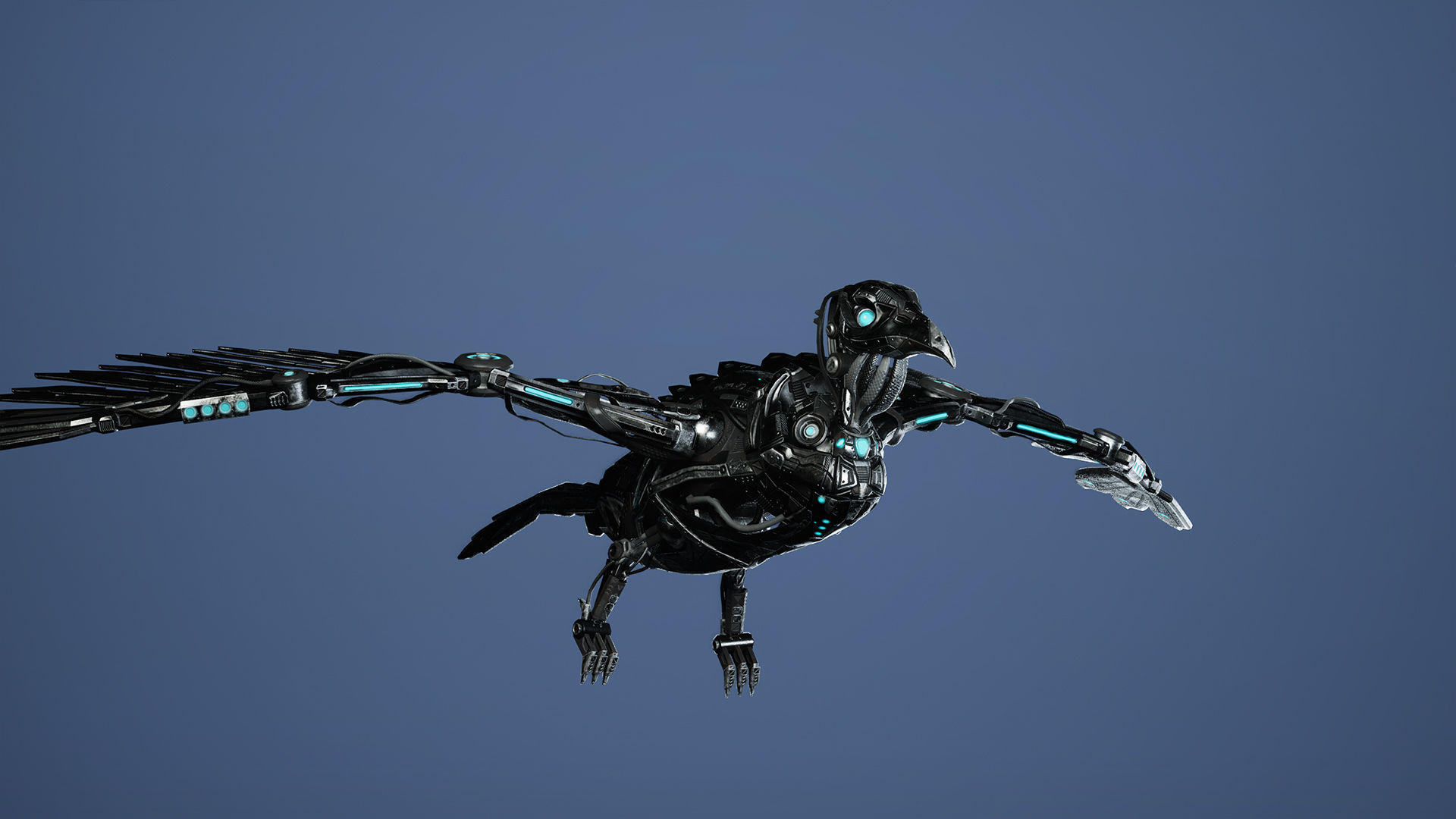 SciFi Raven Low-poly 3D model_14