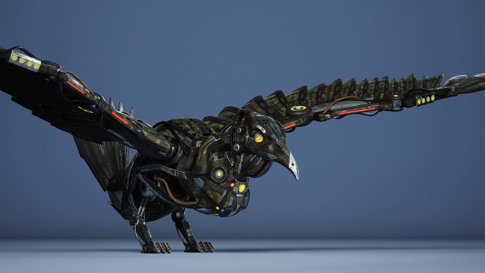 SciFi Raven Low-poly 3D model_12