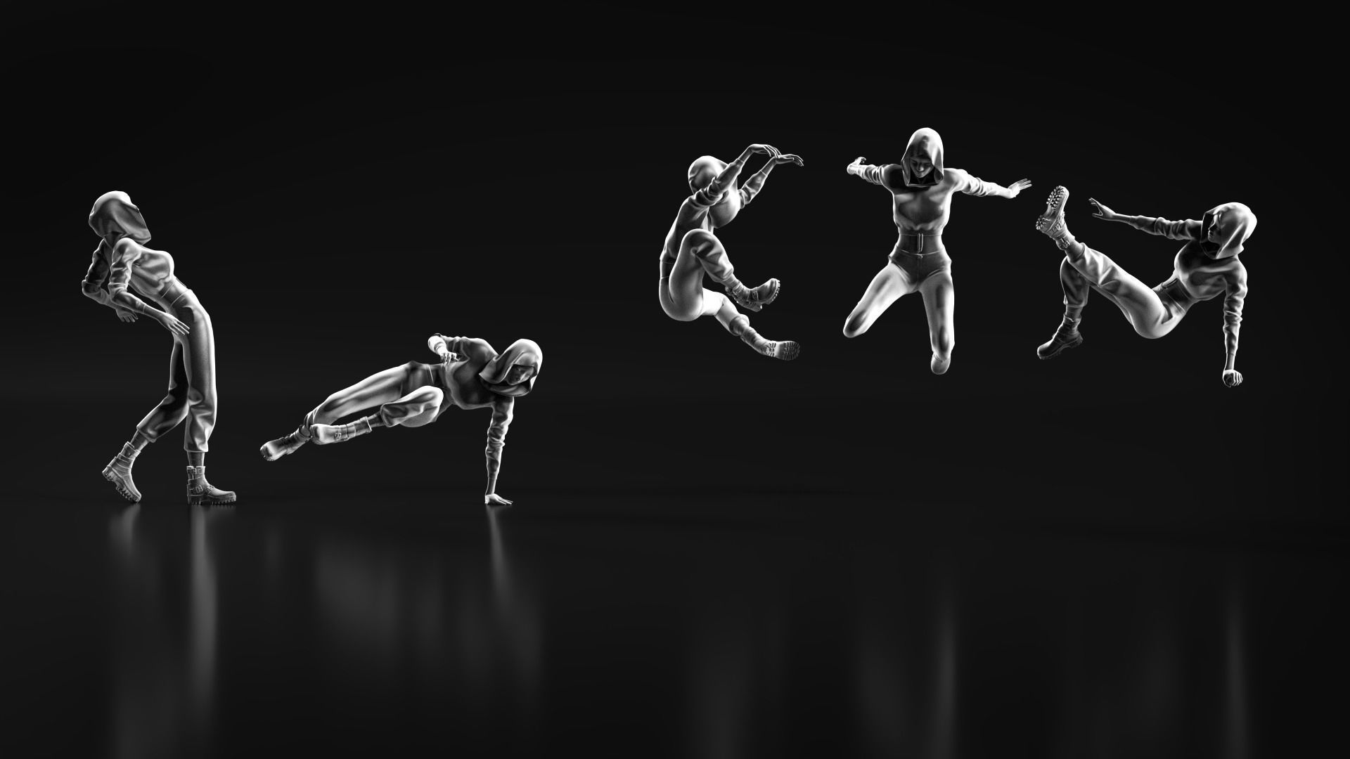 Parkour Girl 01 3D print model_10