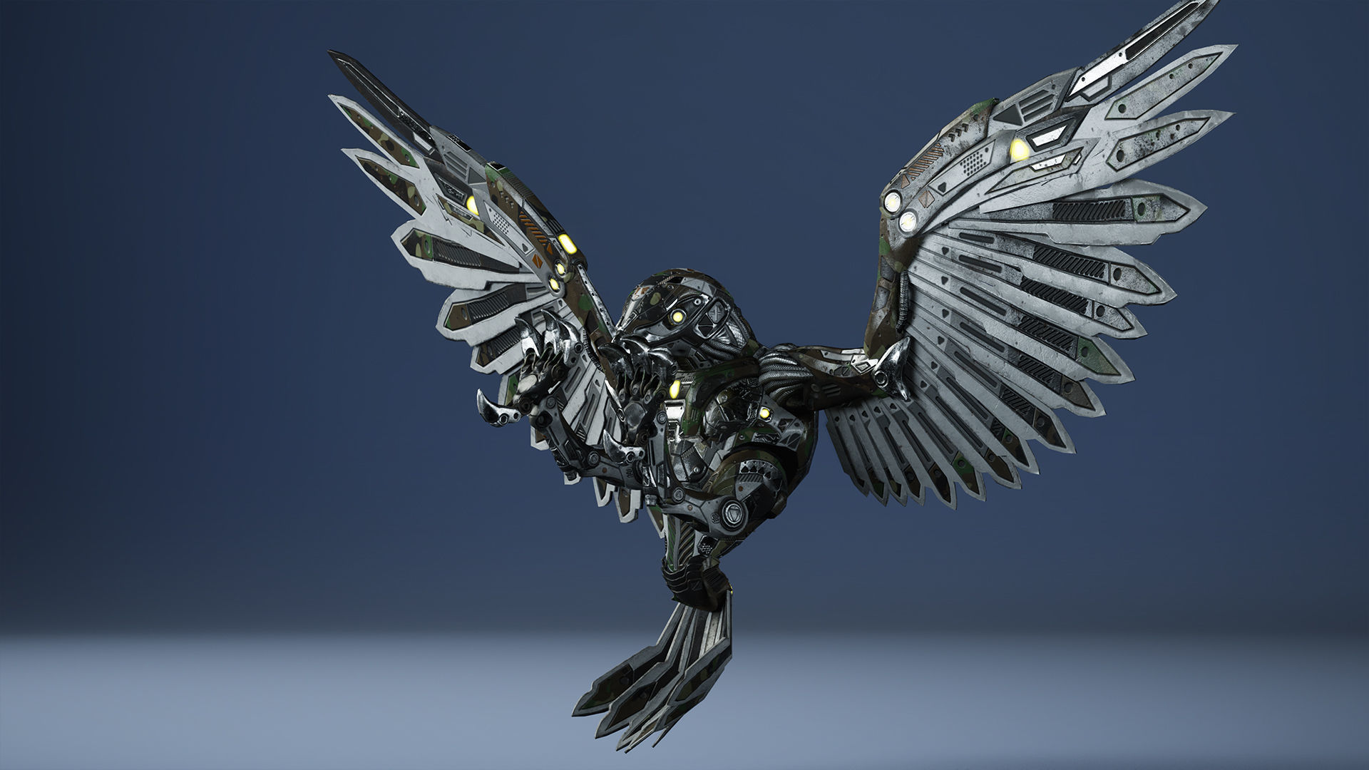 SciFi Falcon Low-poly 3D model_13