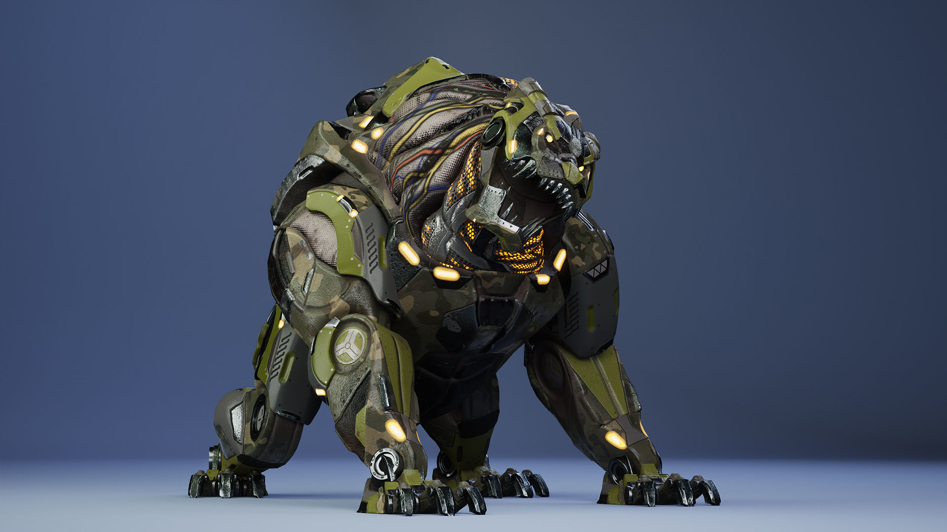 SciFi Grizzly Low-poly 3D model_13