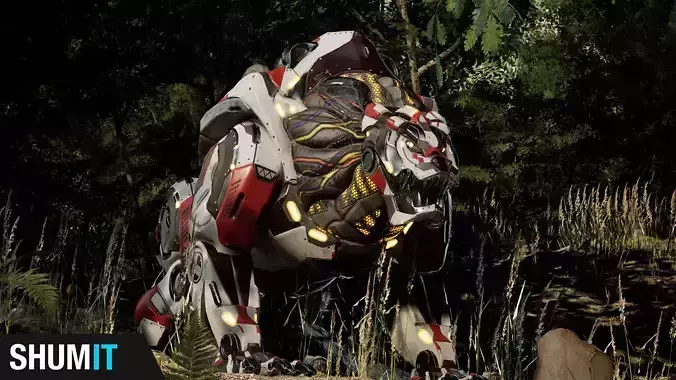 SciFi Grizzly Low-poly 3D model