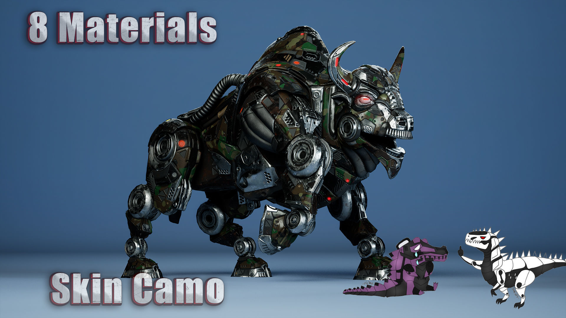 SciFi Bison Low-poly 3D model_5