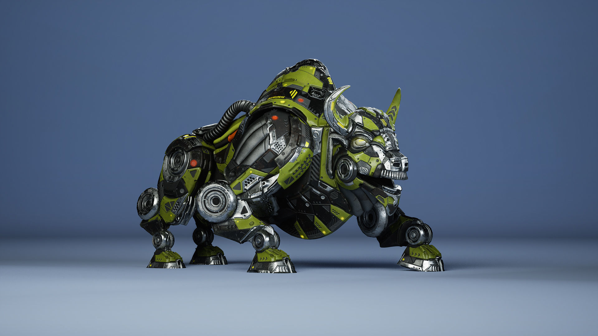 SciFi Bison Low-poly 3D model_10