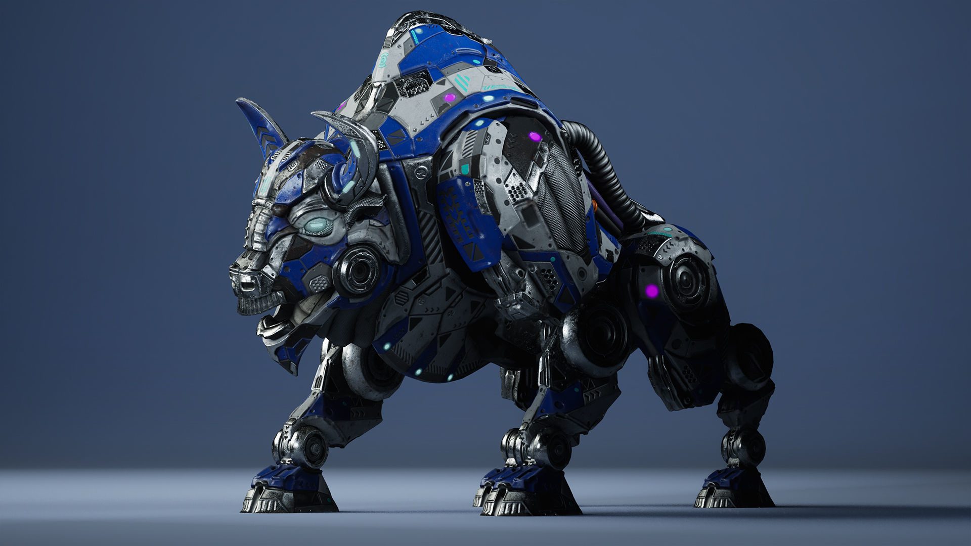 SciFi Bison Low-poly 3D model_8