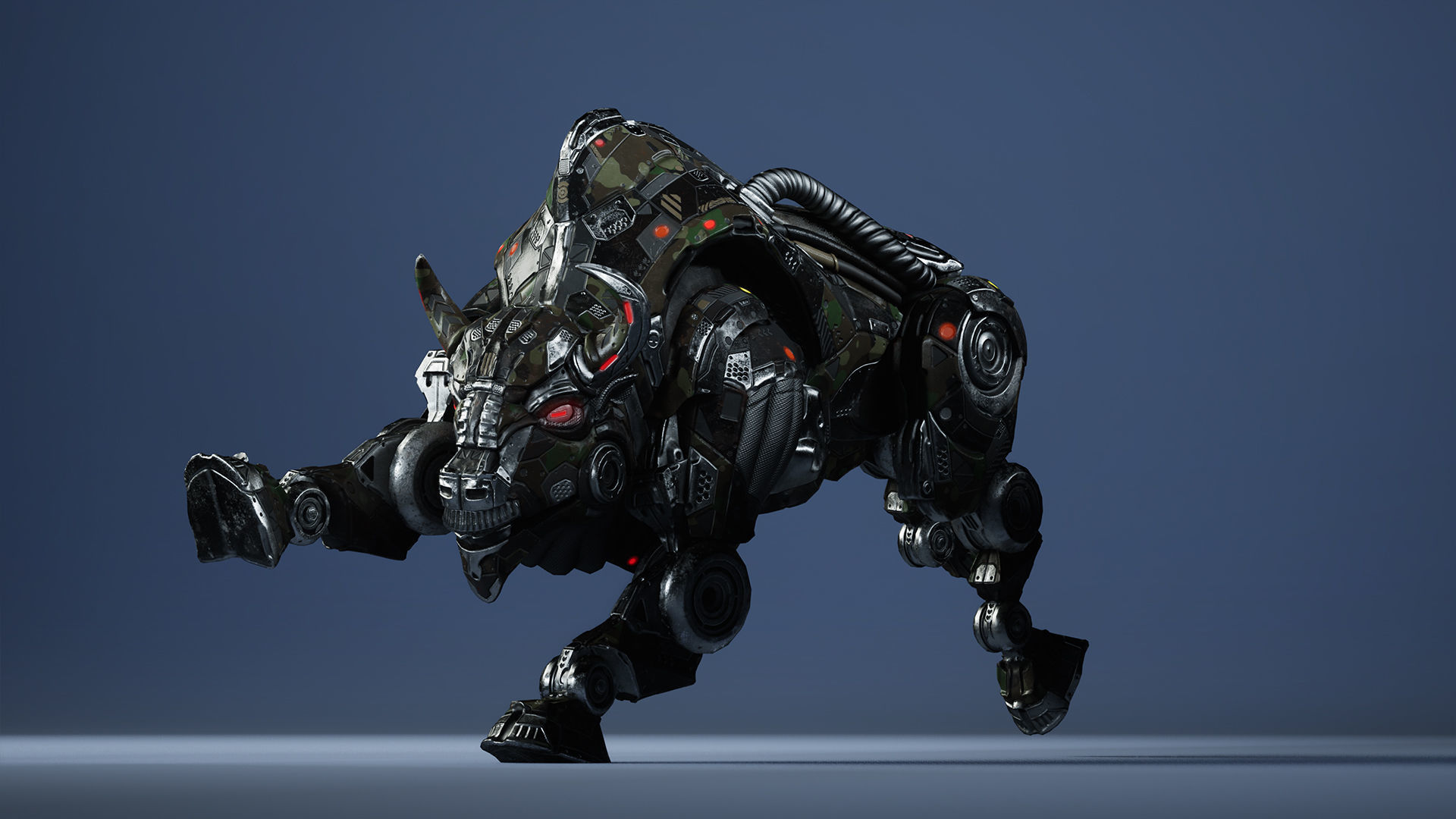 SciFi Bison Low-poly 3D model_12