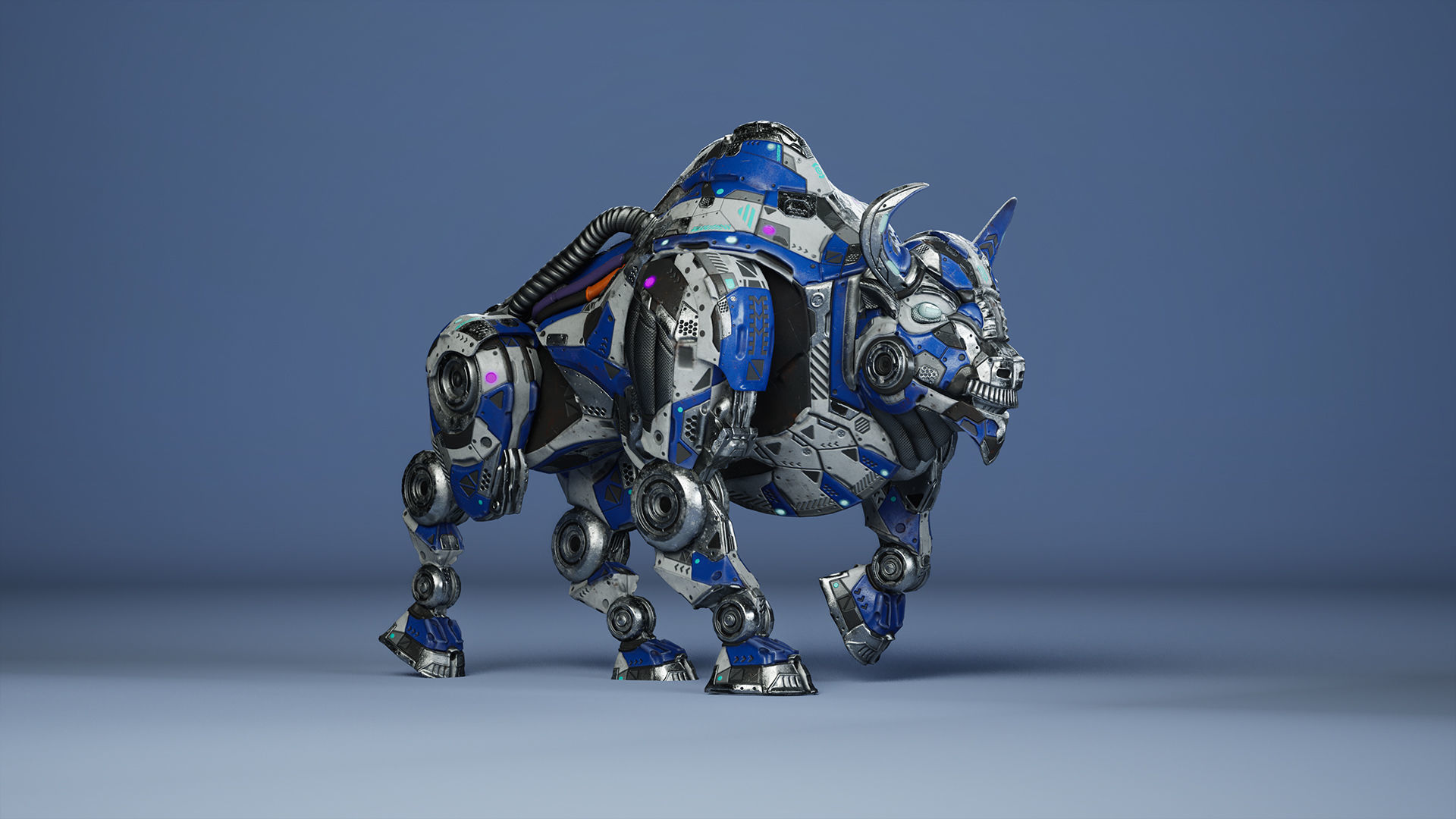 SciFi Bison Low-poly 3D model_9