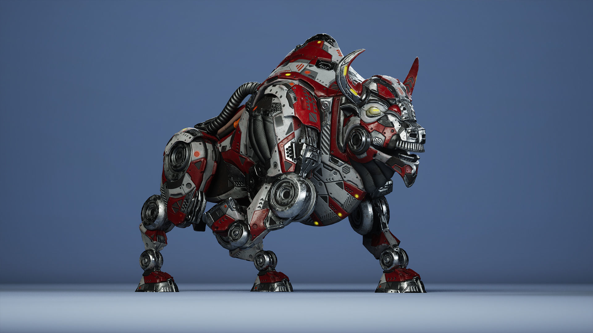 SciFi Bison Low-poly 3D model_7