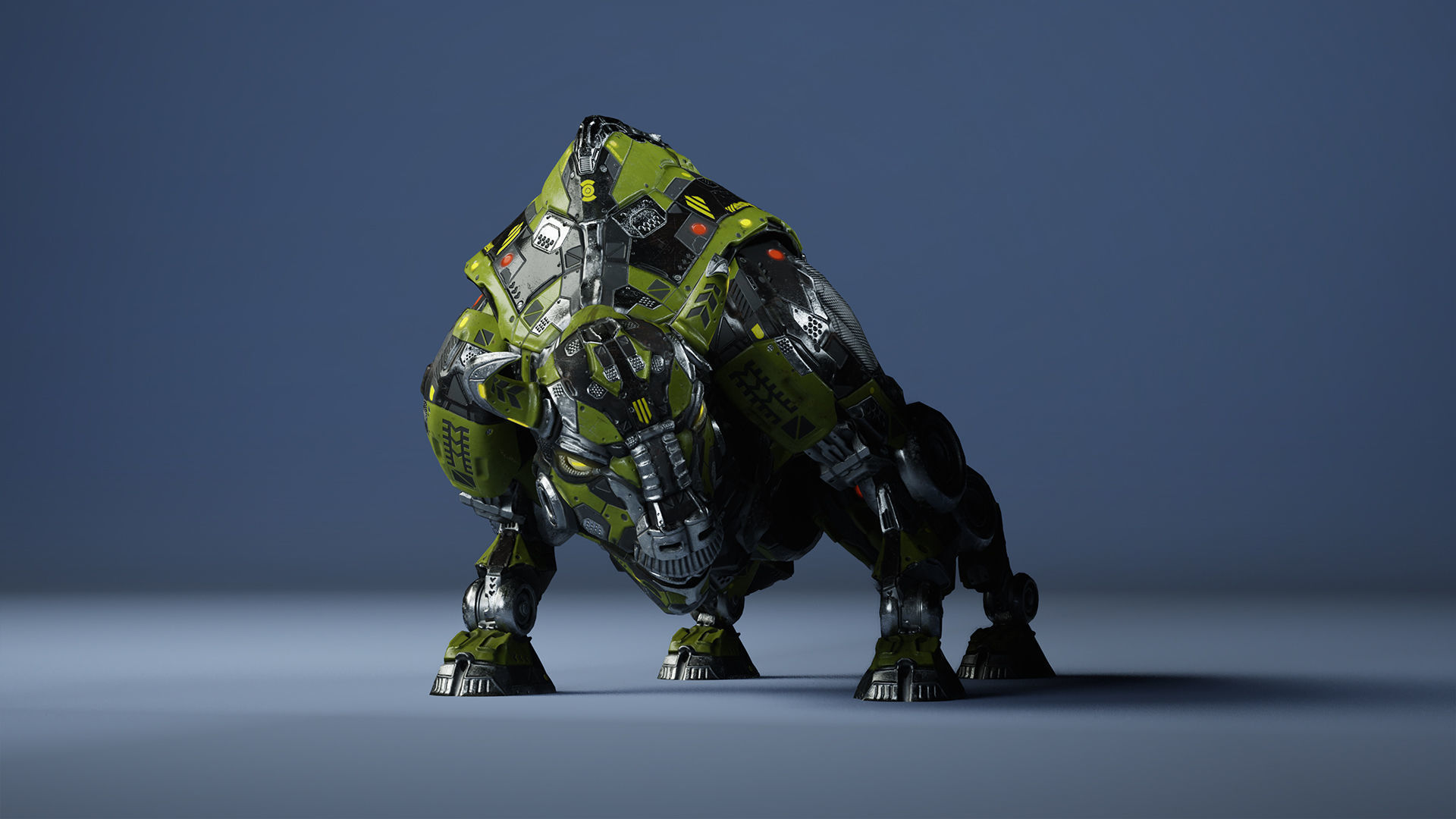 SciFi Bison Low-poly 3D model_11