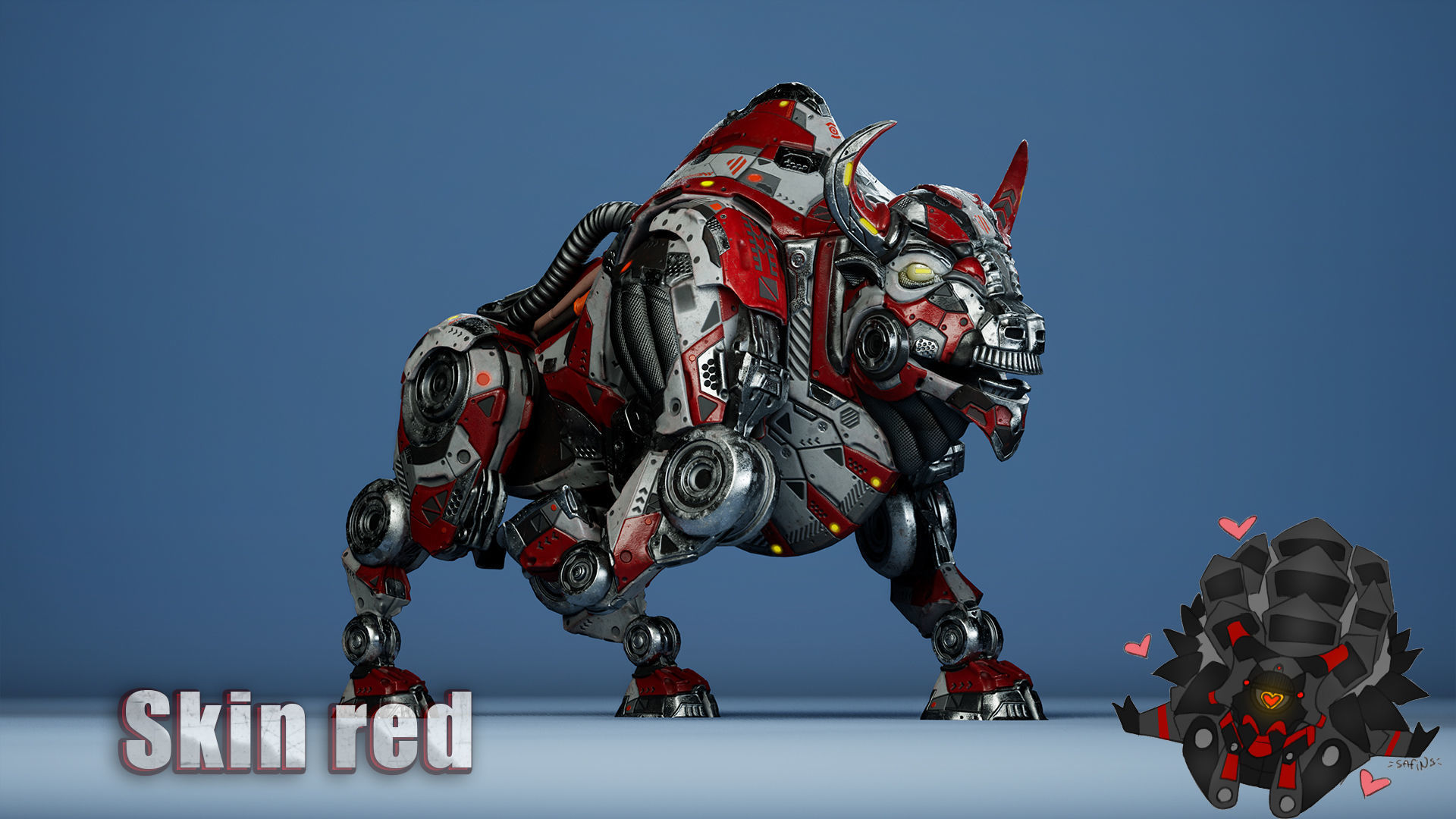 SciFi Bison Low-poly 3D model_6