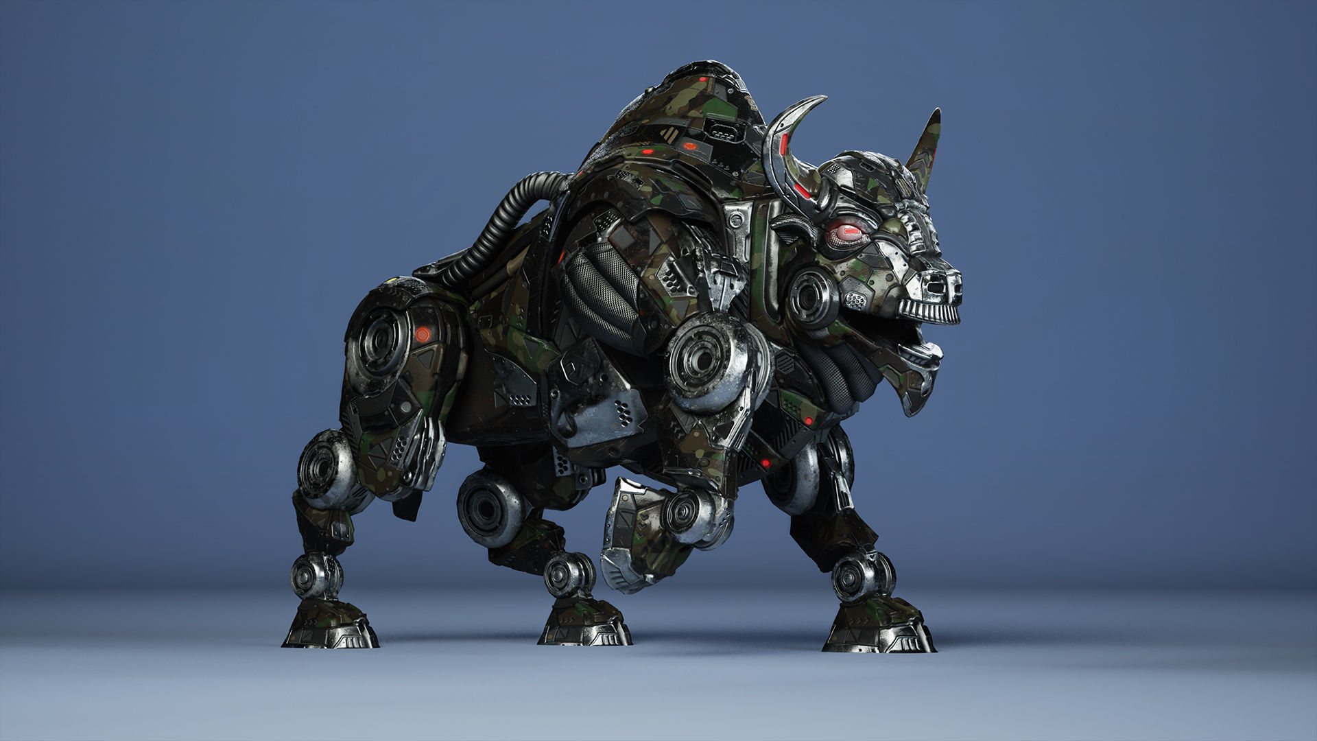 SciFi Bison Low-poly 3D model_13