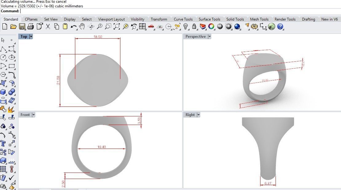 OVAL PLAIN SIGNET RING 3D PRINT MODEL 3D print model_4