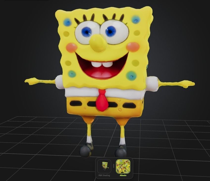 Sponge BOB Low-poly 3D model_1