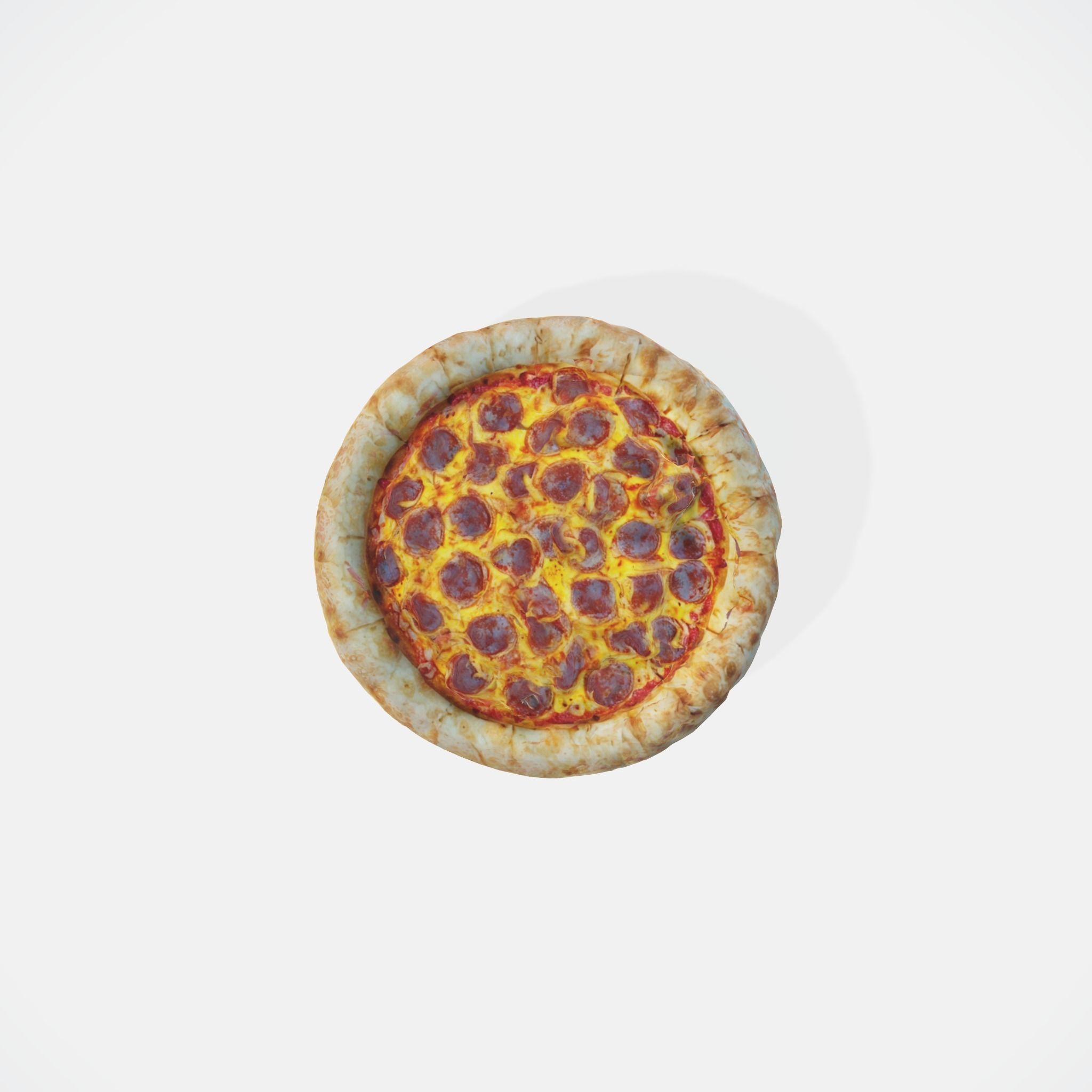A pepperoni pizza with a golden crust 3D model_3