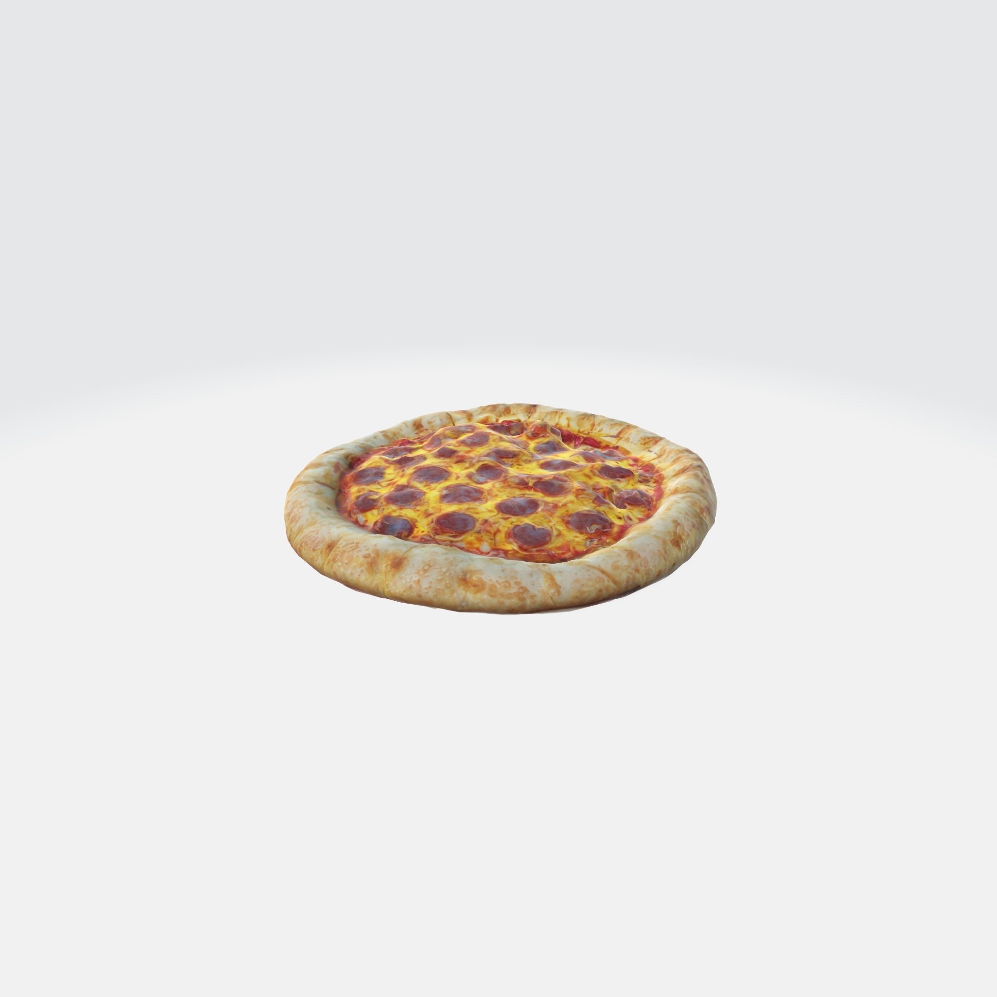 A pepperoni pizza with a golden crust 3D model_2