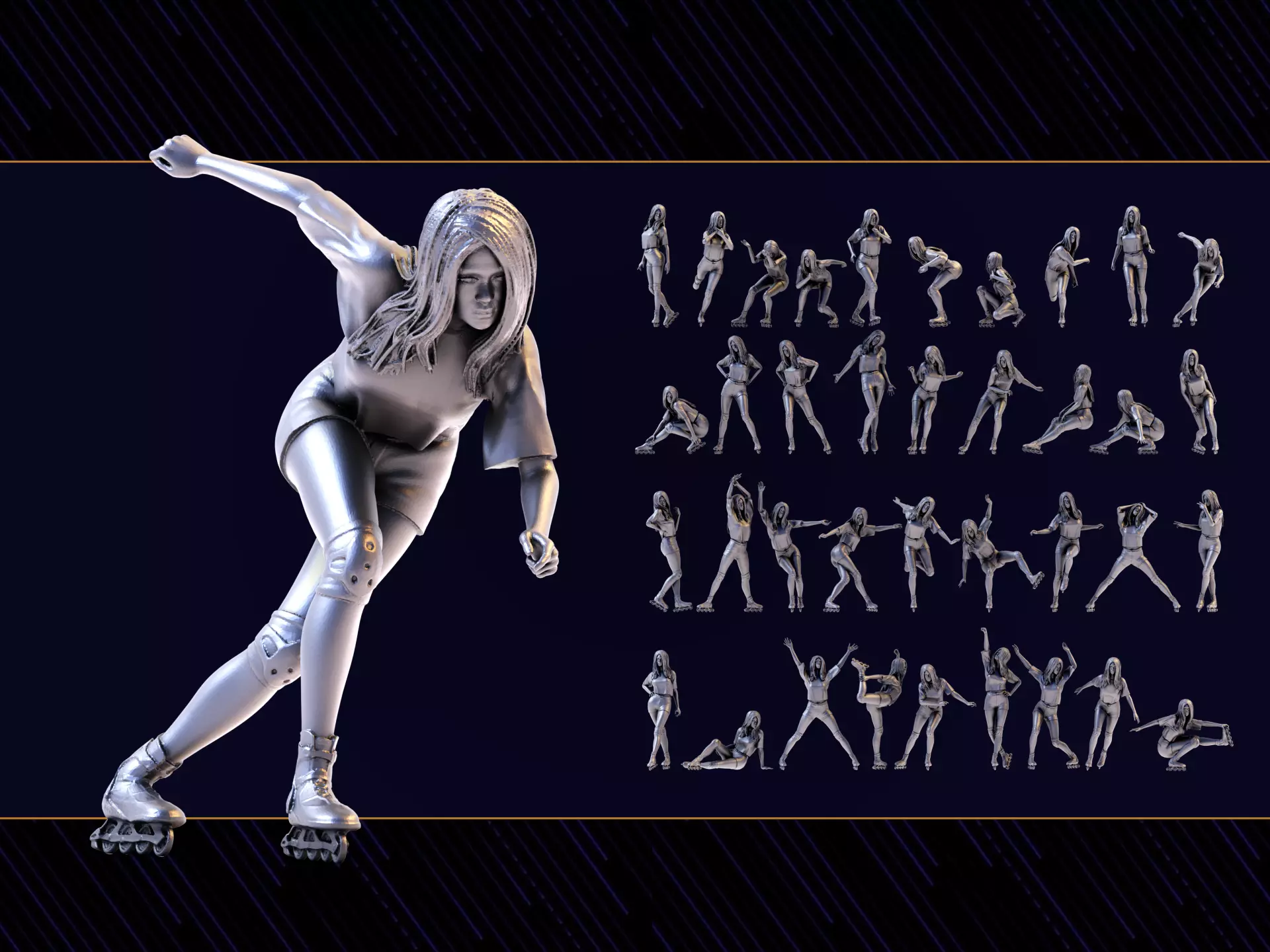 Skate Girl 01 3D print model