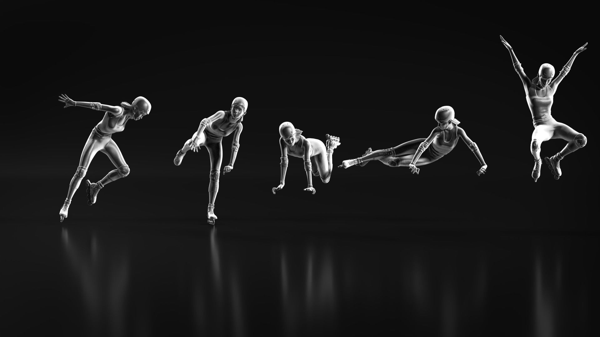 Skate Girl 02 Free 3D print model_10