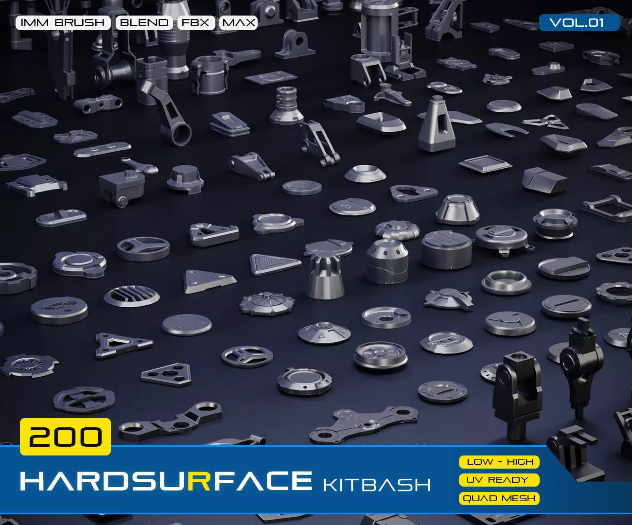 HARDSURFACE KITBASH VOL 01 Low-poly 3D model_0