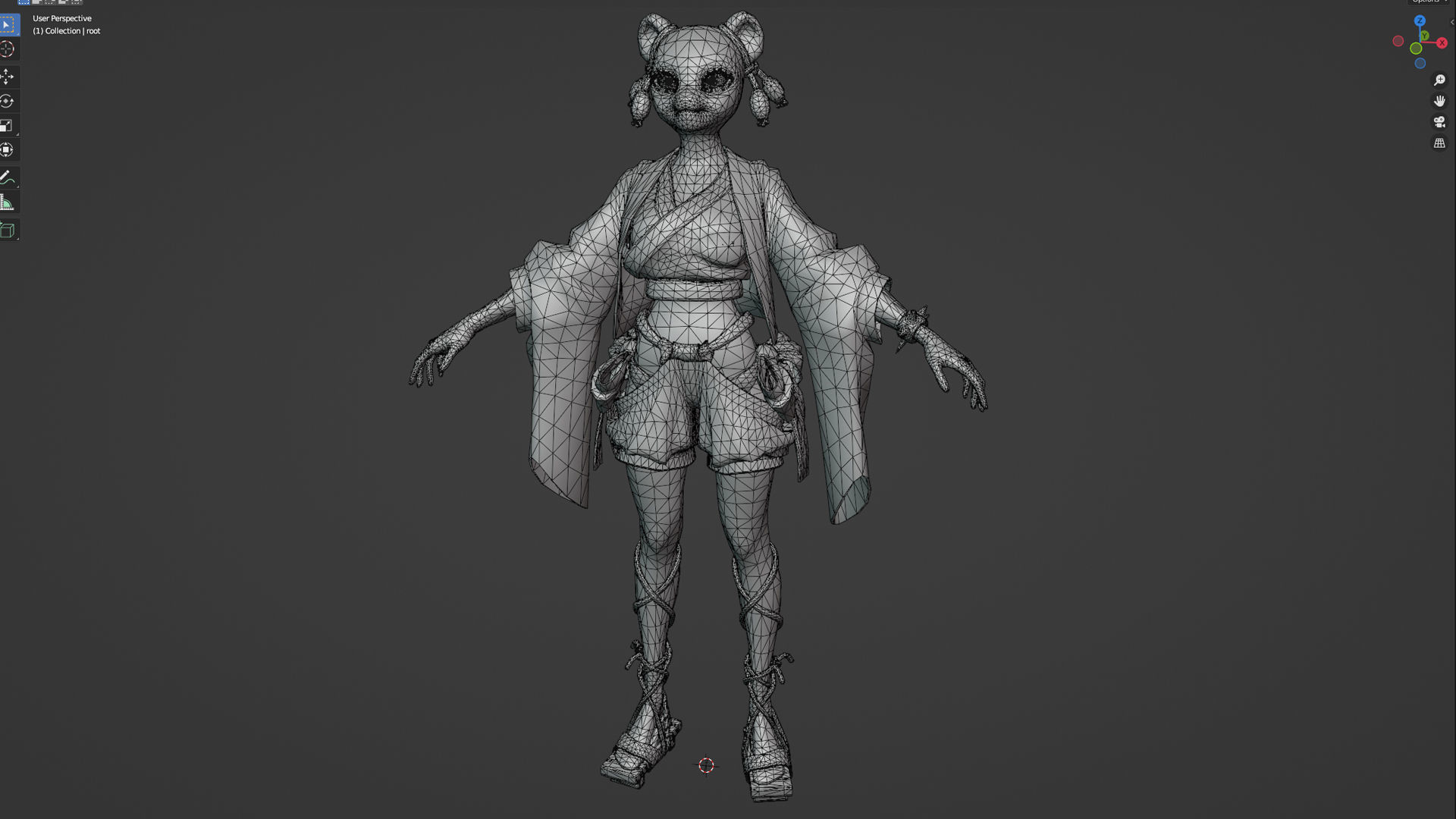 Panda girl Low-poly 3D model_28