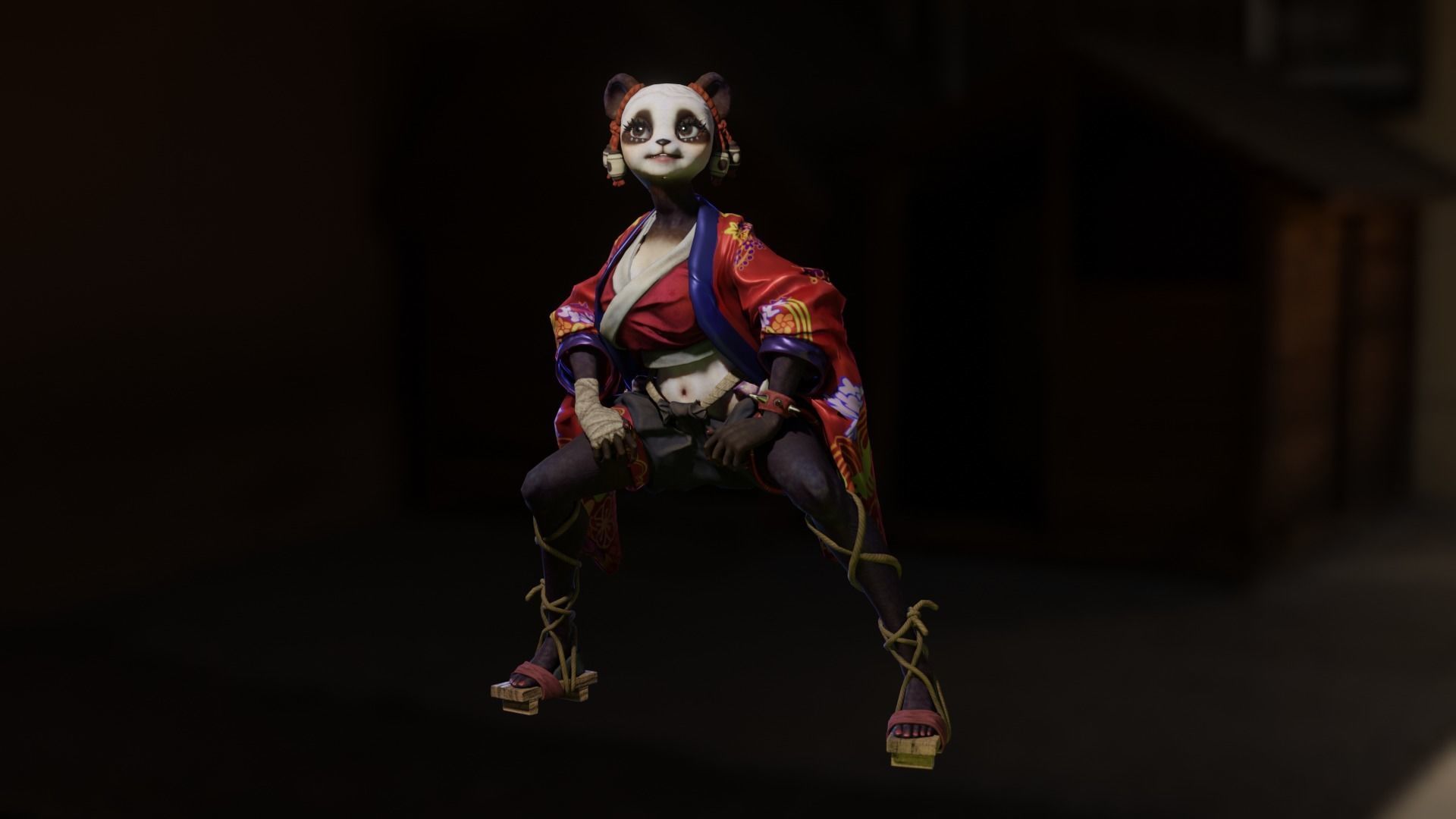 Panda girl Low-poly 3D model_10