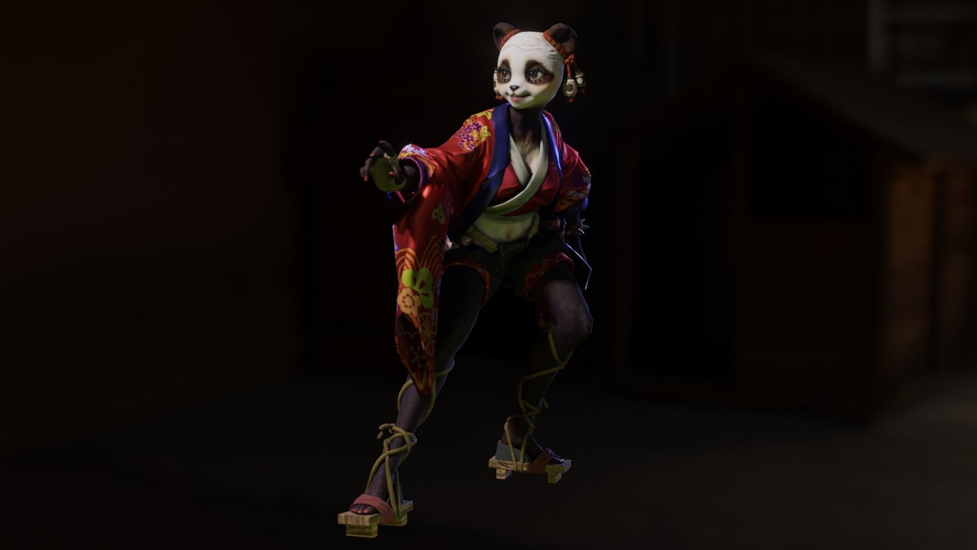 Panda girl Low-poly 3D model_8