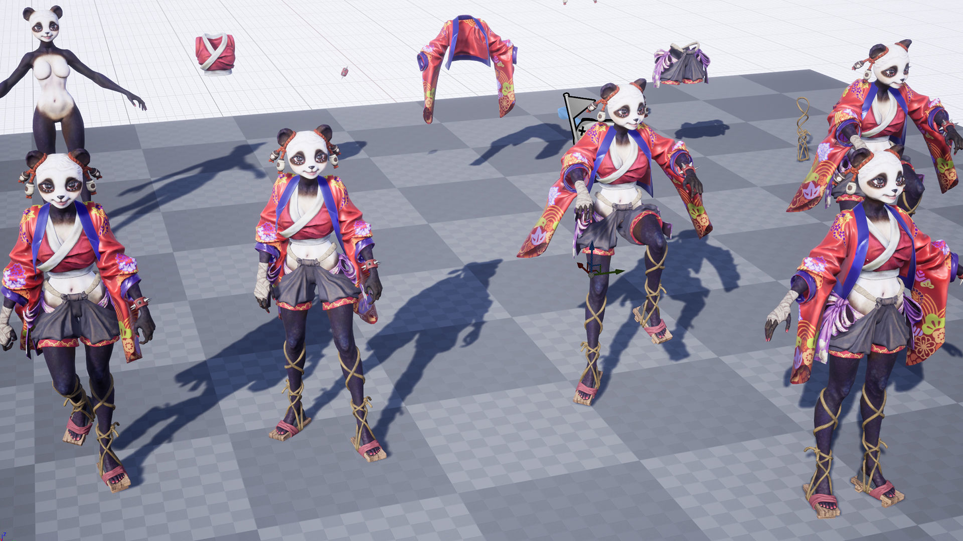 Panda girl Low-poly 3D model_14