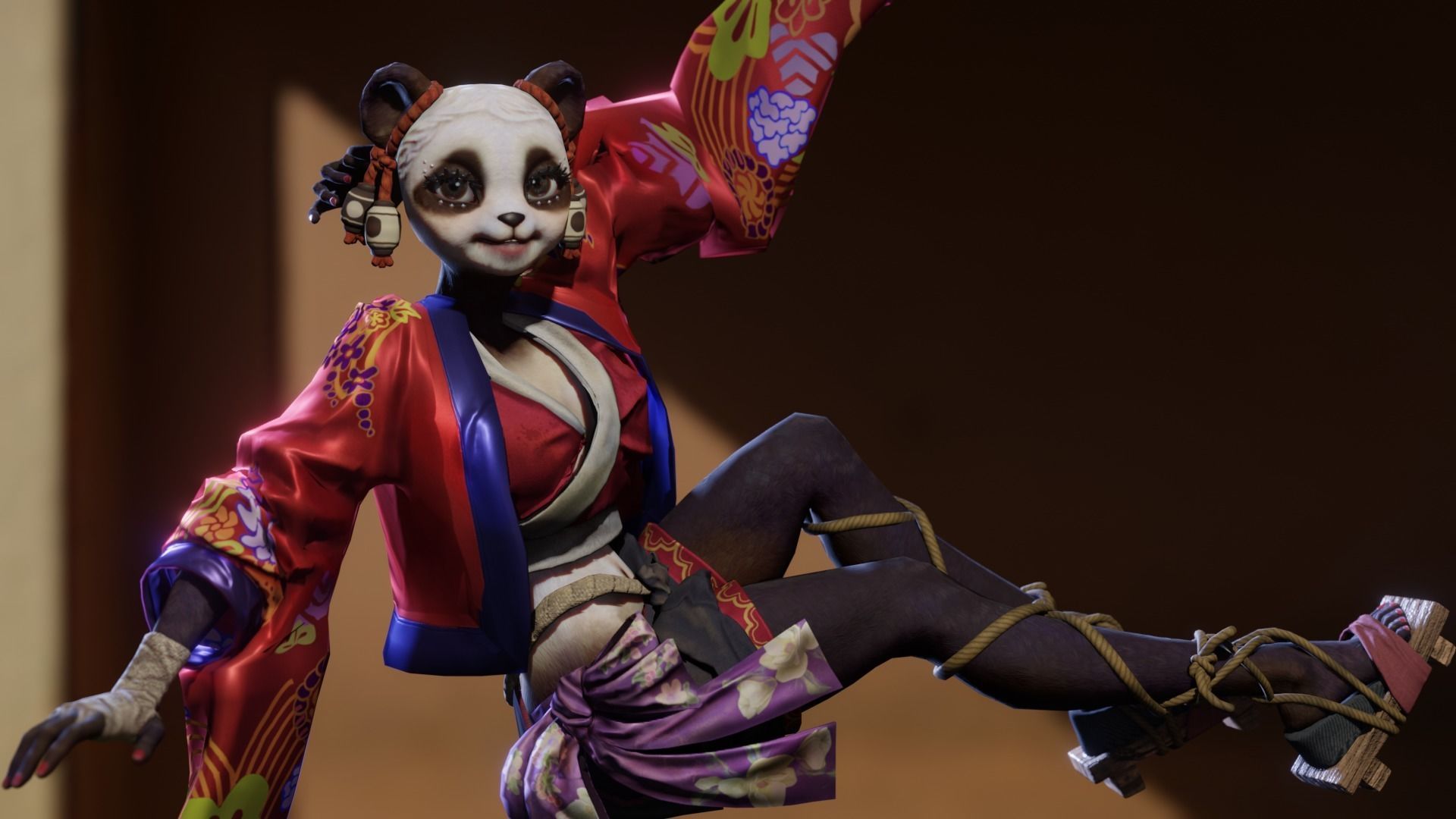 Panda girl Low-poly 3D model_6