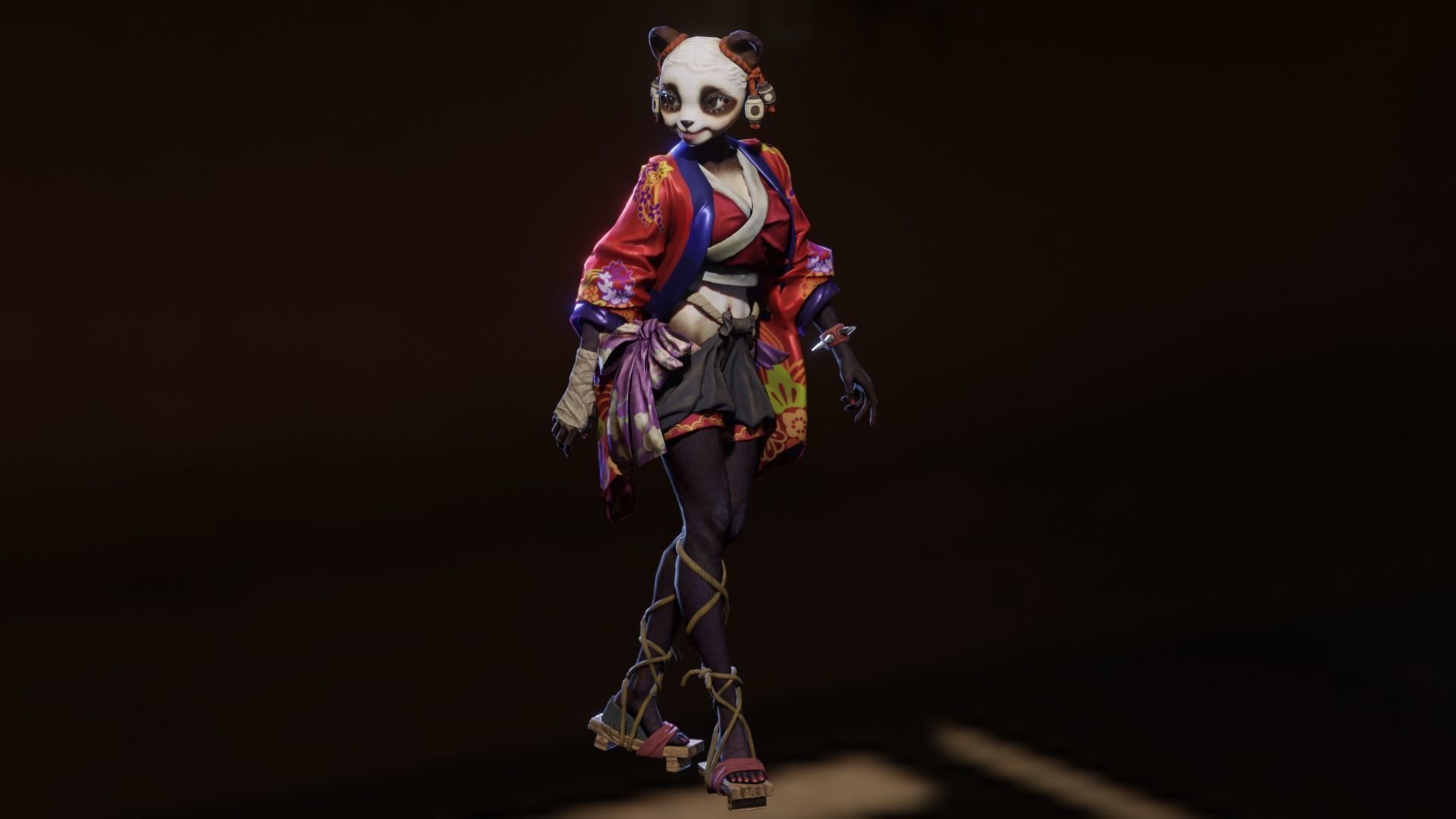 Panda girl Low-poly 3D model_9