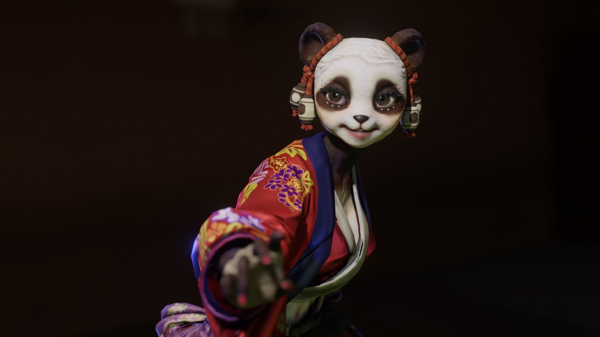 Panda girl Low-poly 3D model_4