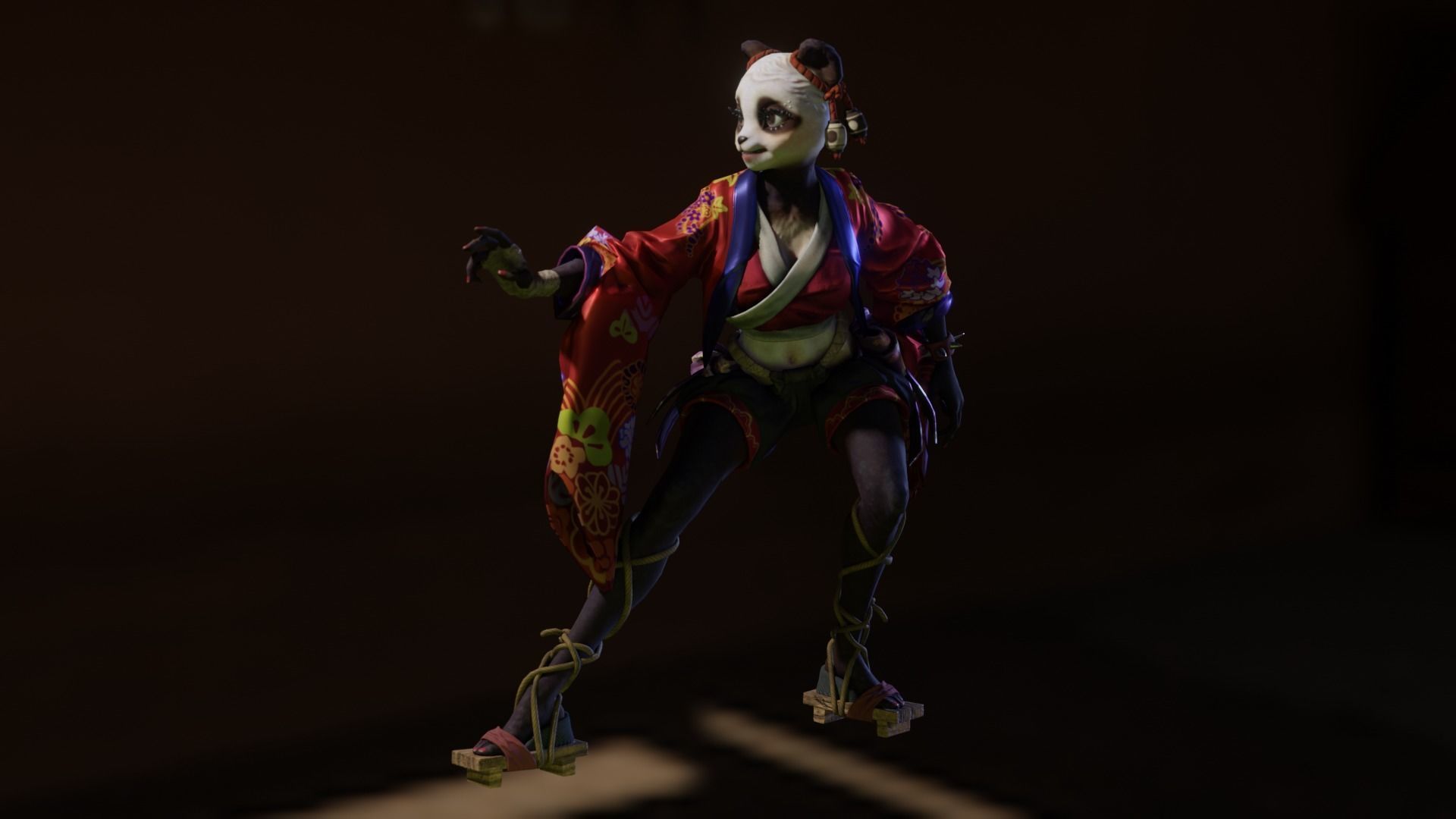 Panda girl Low-poly 3D model_7