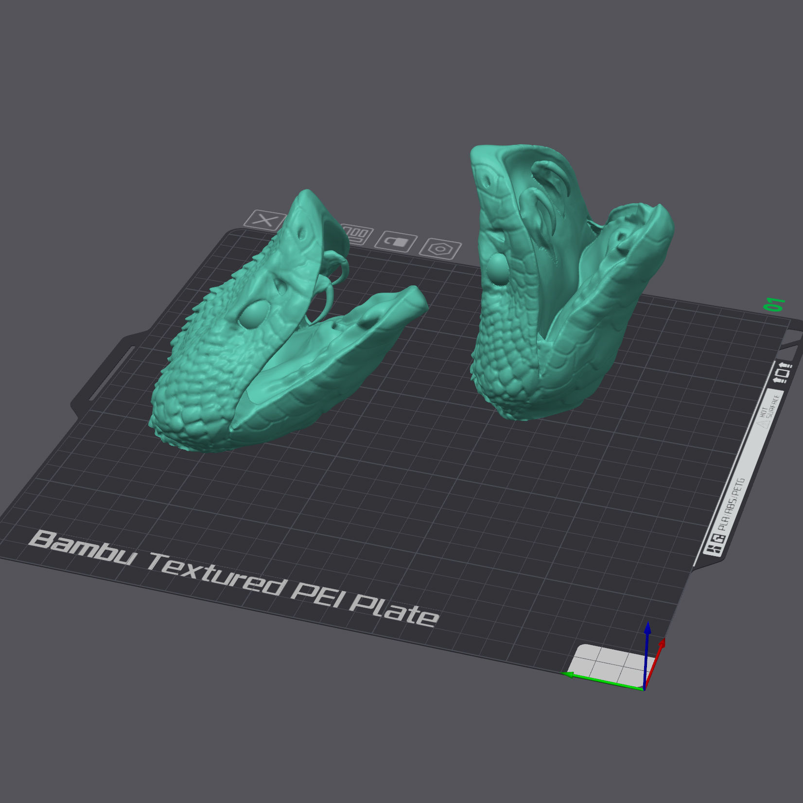 Harlequin Snake - Fantasy - with 3 Heads 3D print model_12