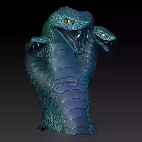 Harlequin Snake - Fantasy - with 3 Heads  3D print model