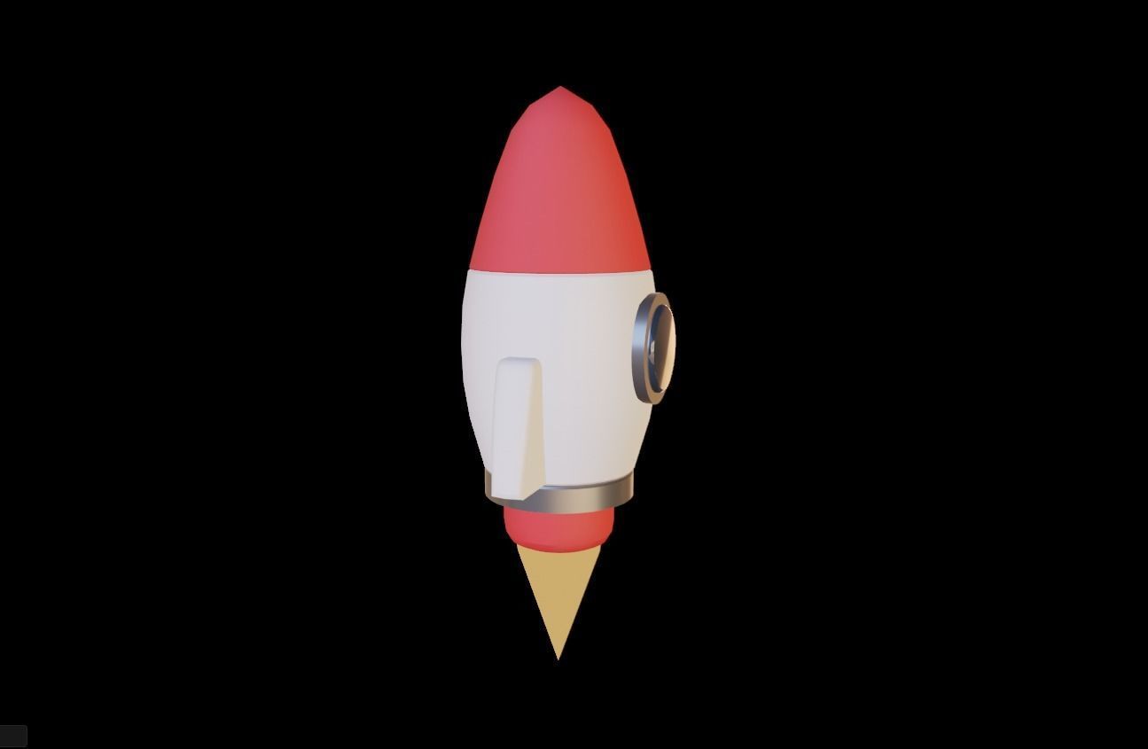 Low-Poly Cartoon Rocketship Low-poly 3D model_2