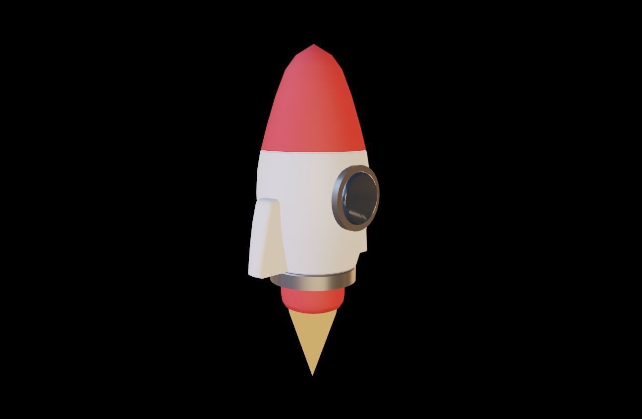 Low-Poly Cartoon Rocketship Low-poly 3D model_1