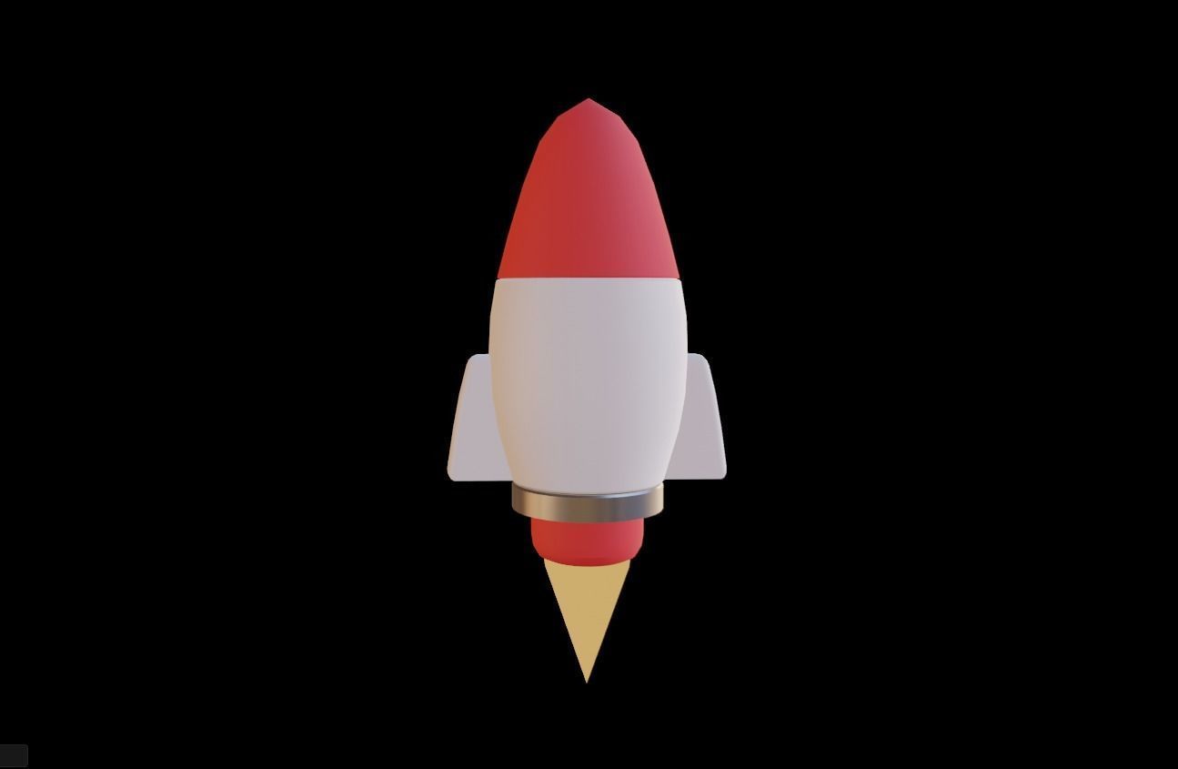 Low-Poly Cartoon Rocketship Low-poly 3D model_3