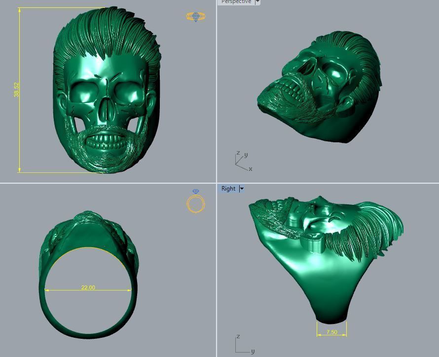SKULL RING WITH HEAIR 3D print model_3