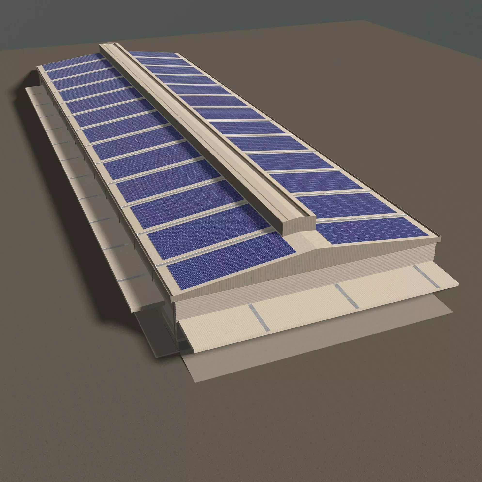 Solar roof on factory 24e01 3D model_0